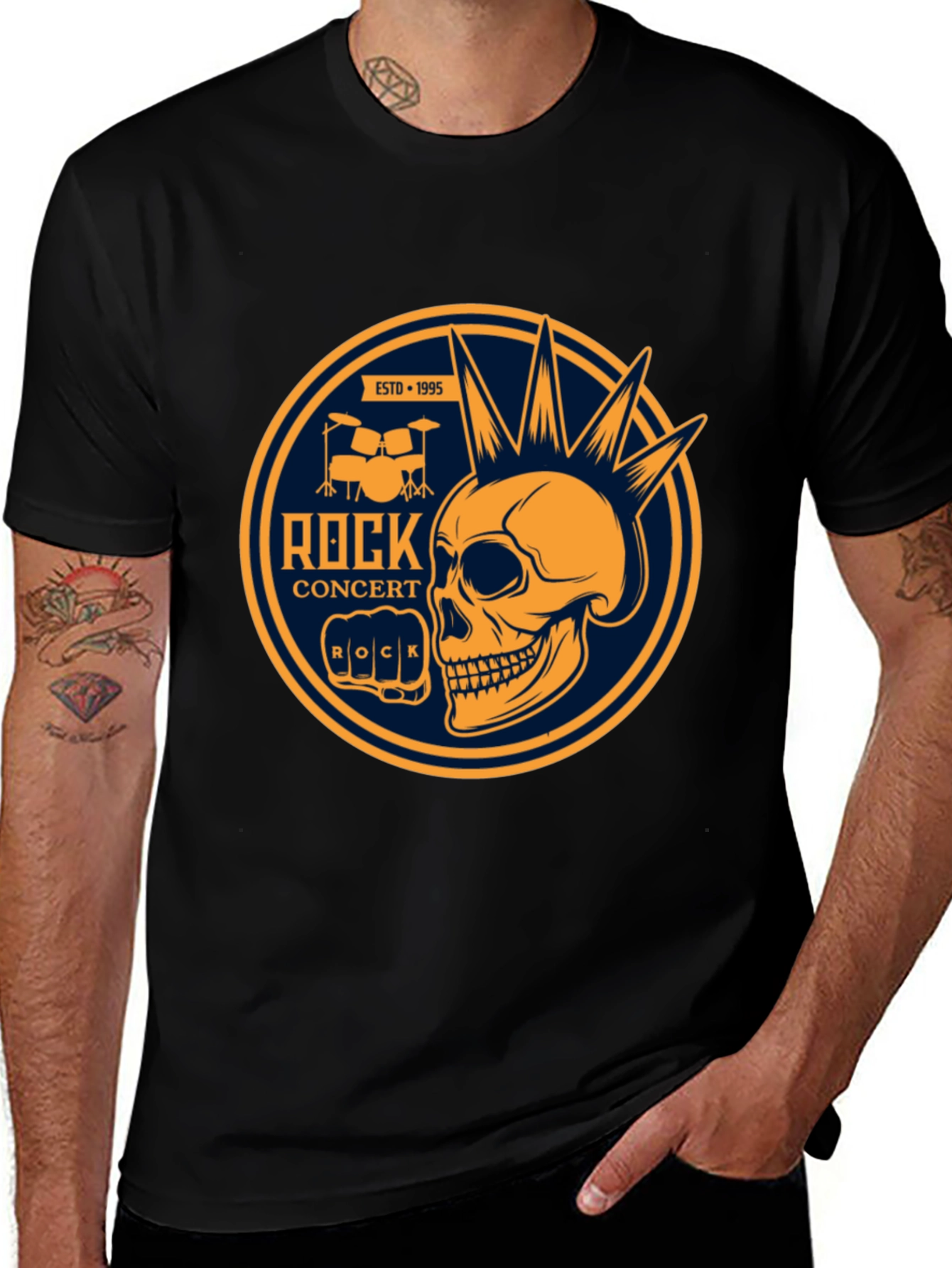 Variant 9 of Rock Concert Skull Graphic Tee - Black