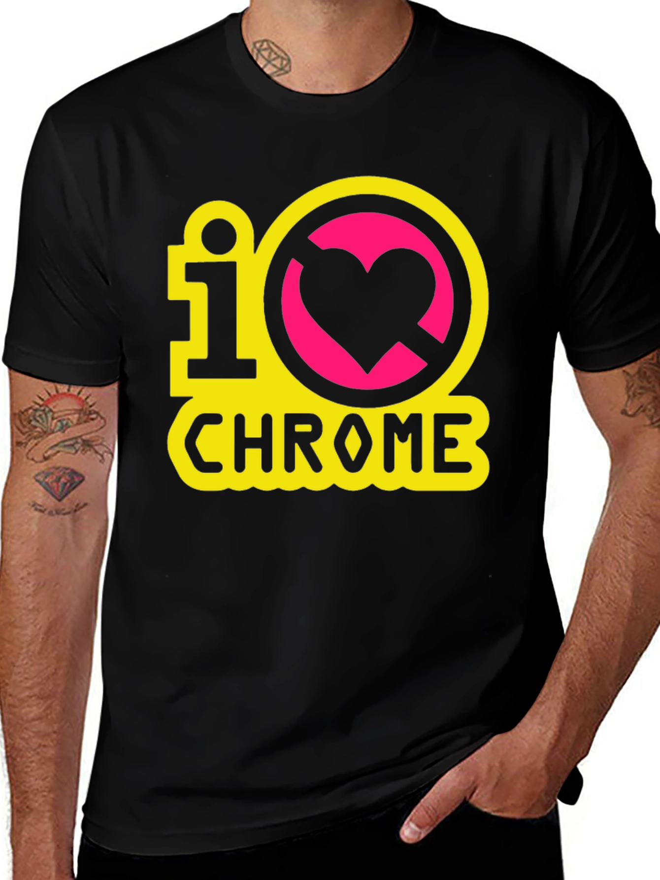 I Heart Chrome Graphic Tee - Black Casual T-Shirt