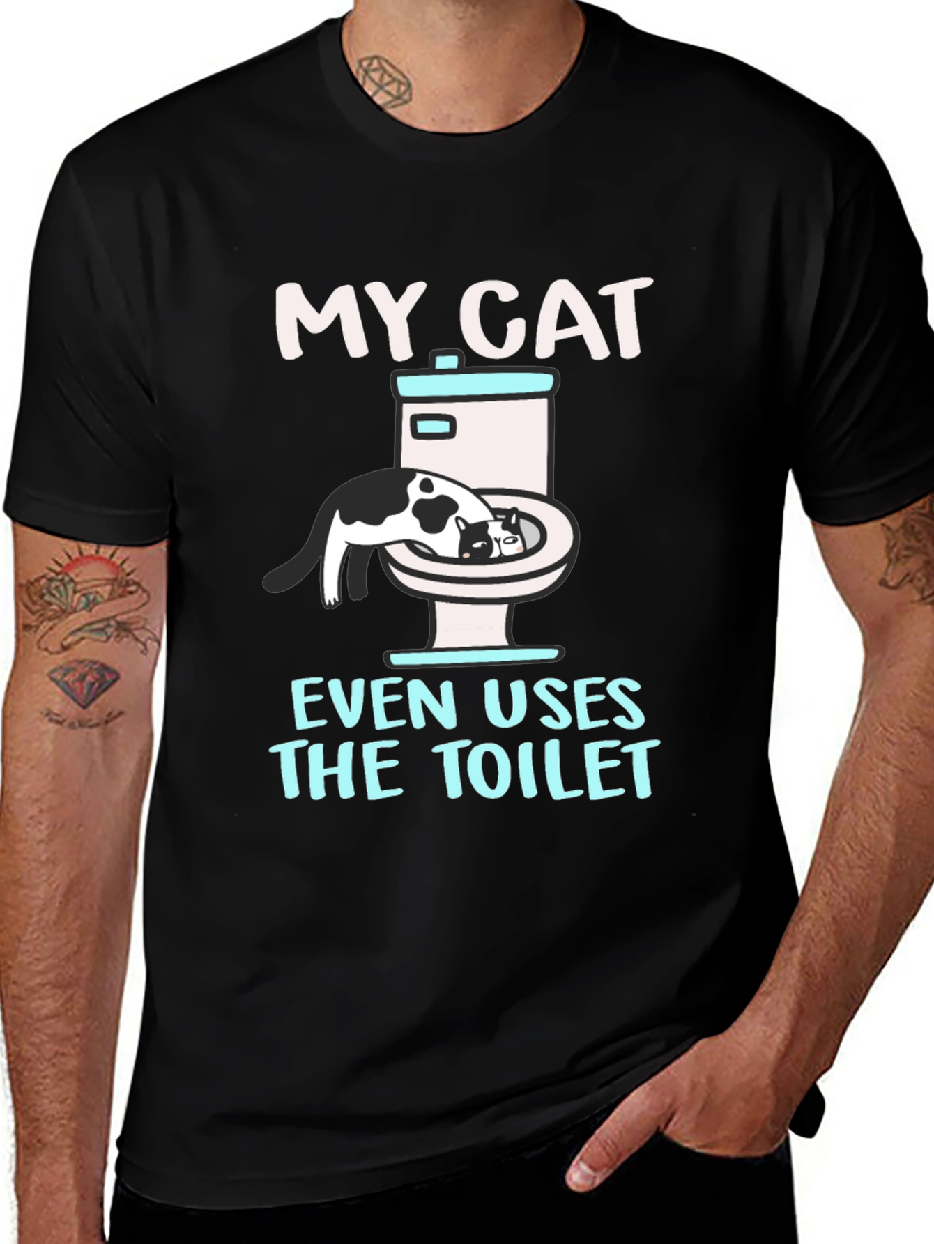 Variant 10 of Funny Cat Toilet Humor Black T-Shirt