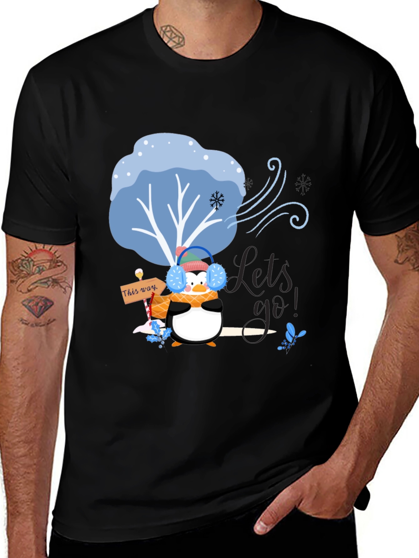 Variant 25 of Winter Penguin T-Shirt - Lets Go!