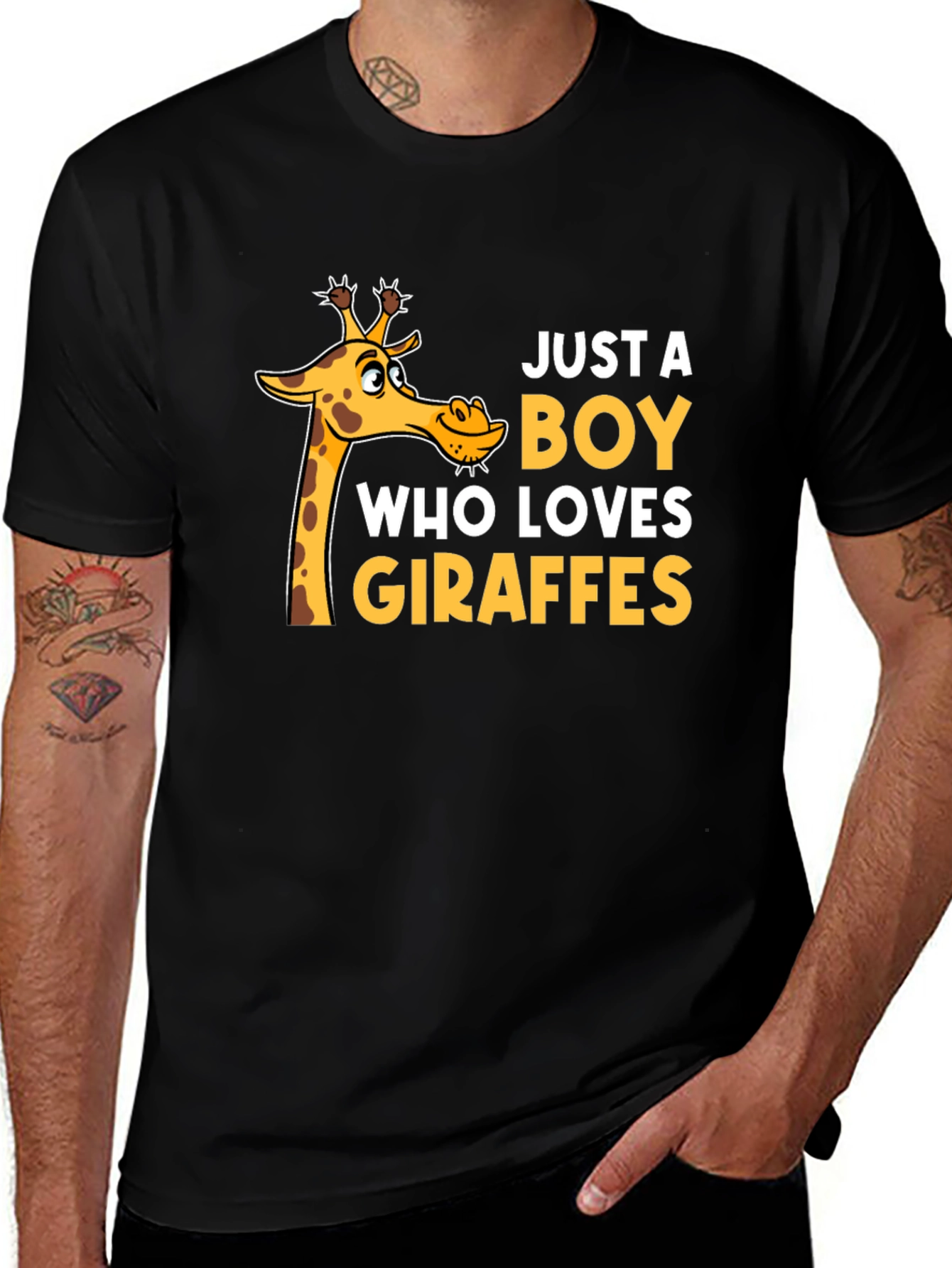 Variant 18 of Just a Boy Who Loves Giraffes T-Shirt - Black