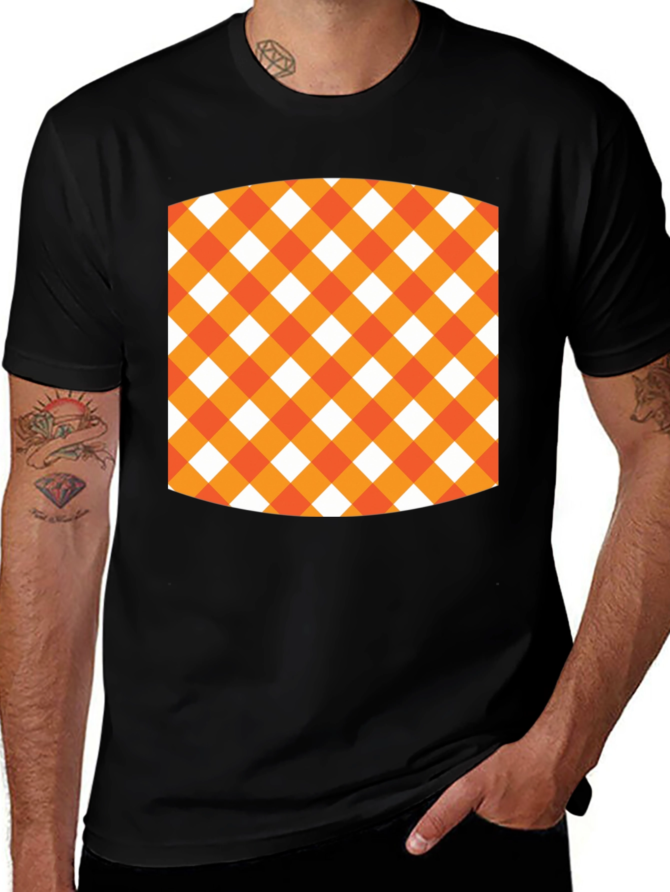 Variant 20 of Orange Gingham T-Shirt: Stylish Comfort