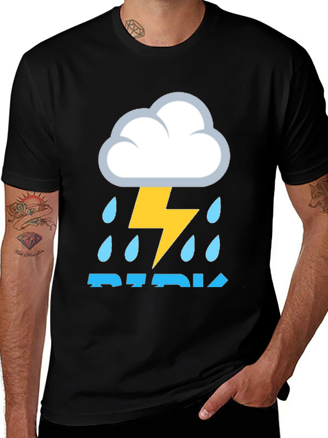 Variant 3 of Stormy Weather T-Shirt: Cloud, Lightning, Rain Graphic Tee