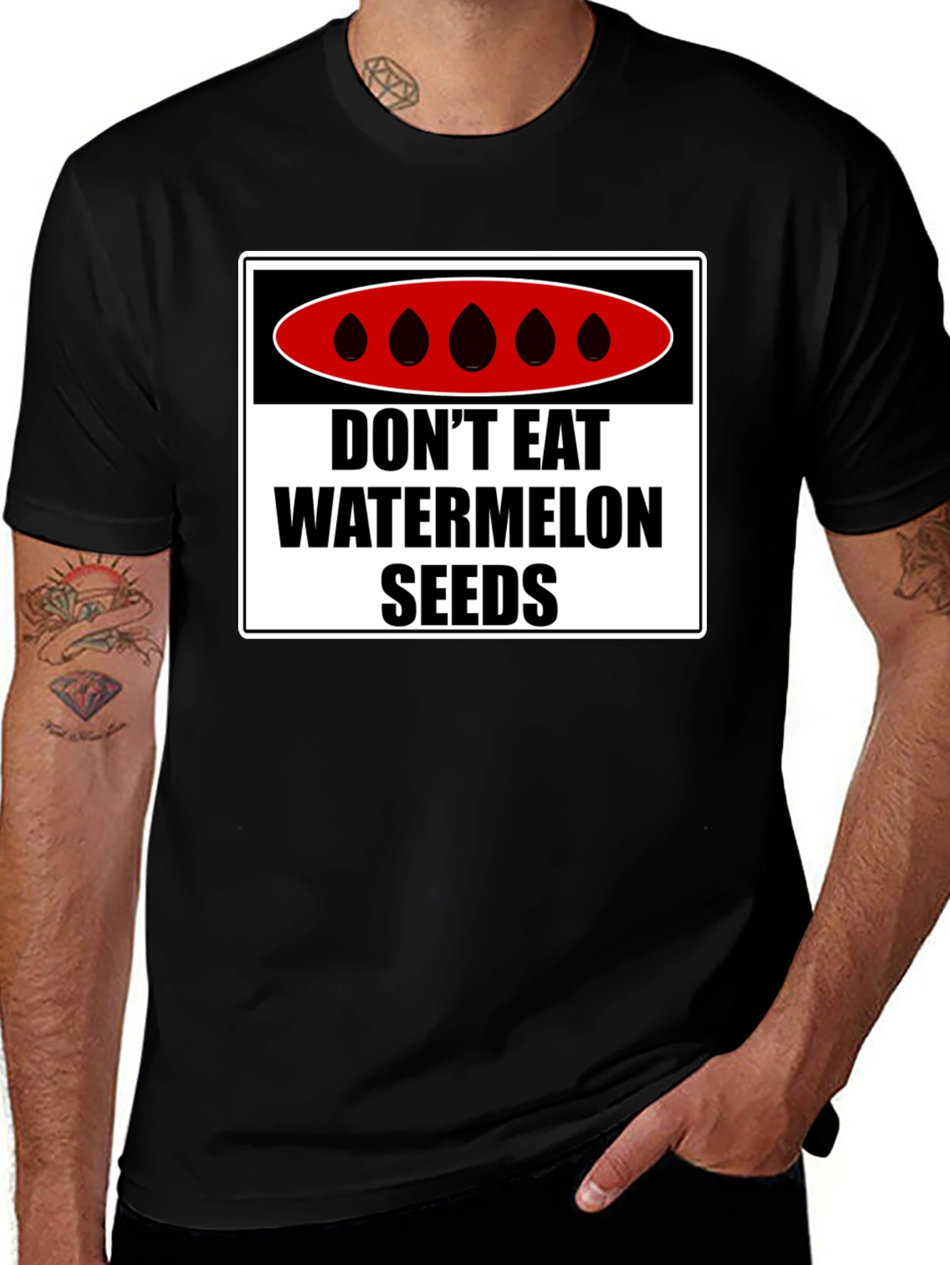 Variant 11 of Don't Eat Watermelon Seeds T-Shirt Funny Warning Tee