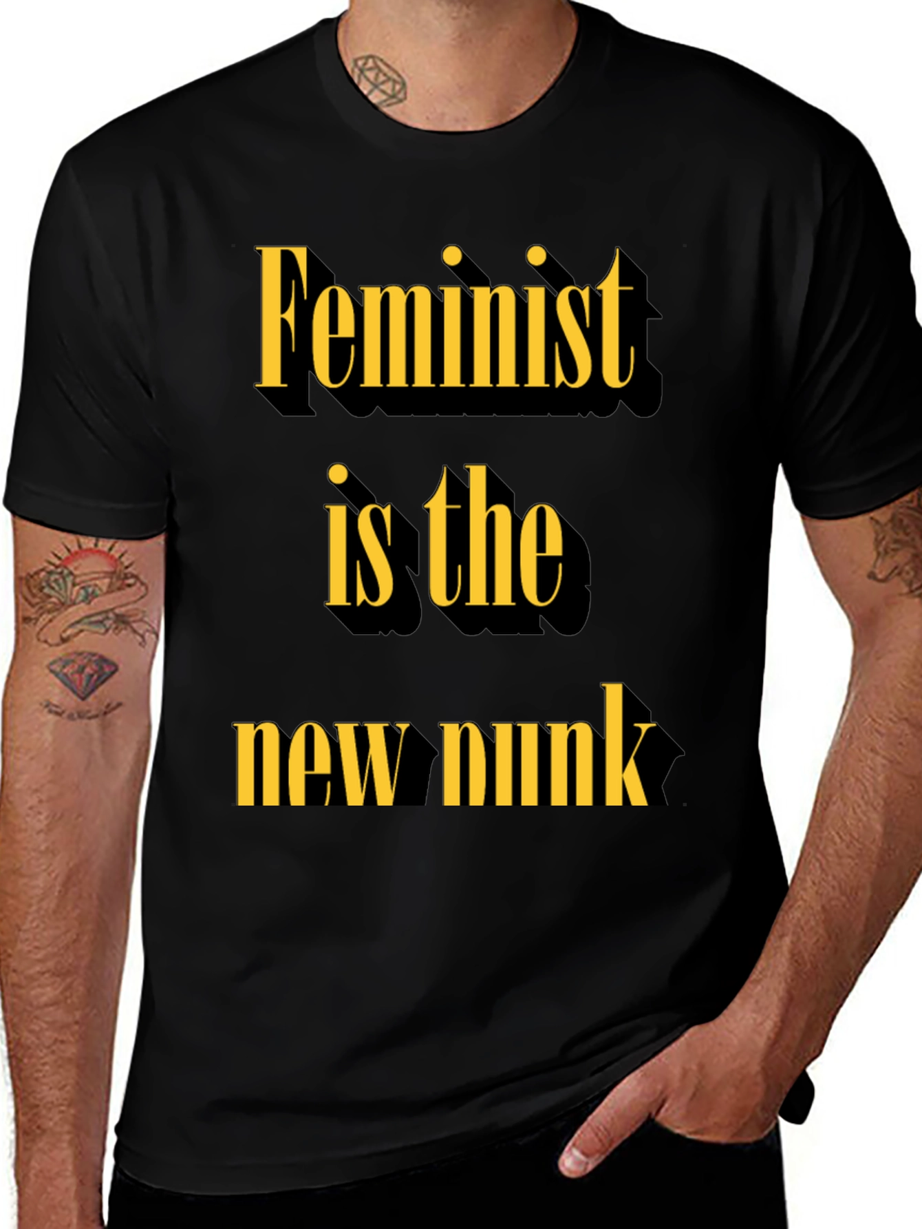 Variant 6 of Feminist is the New Punk Slogan Tee