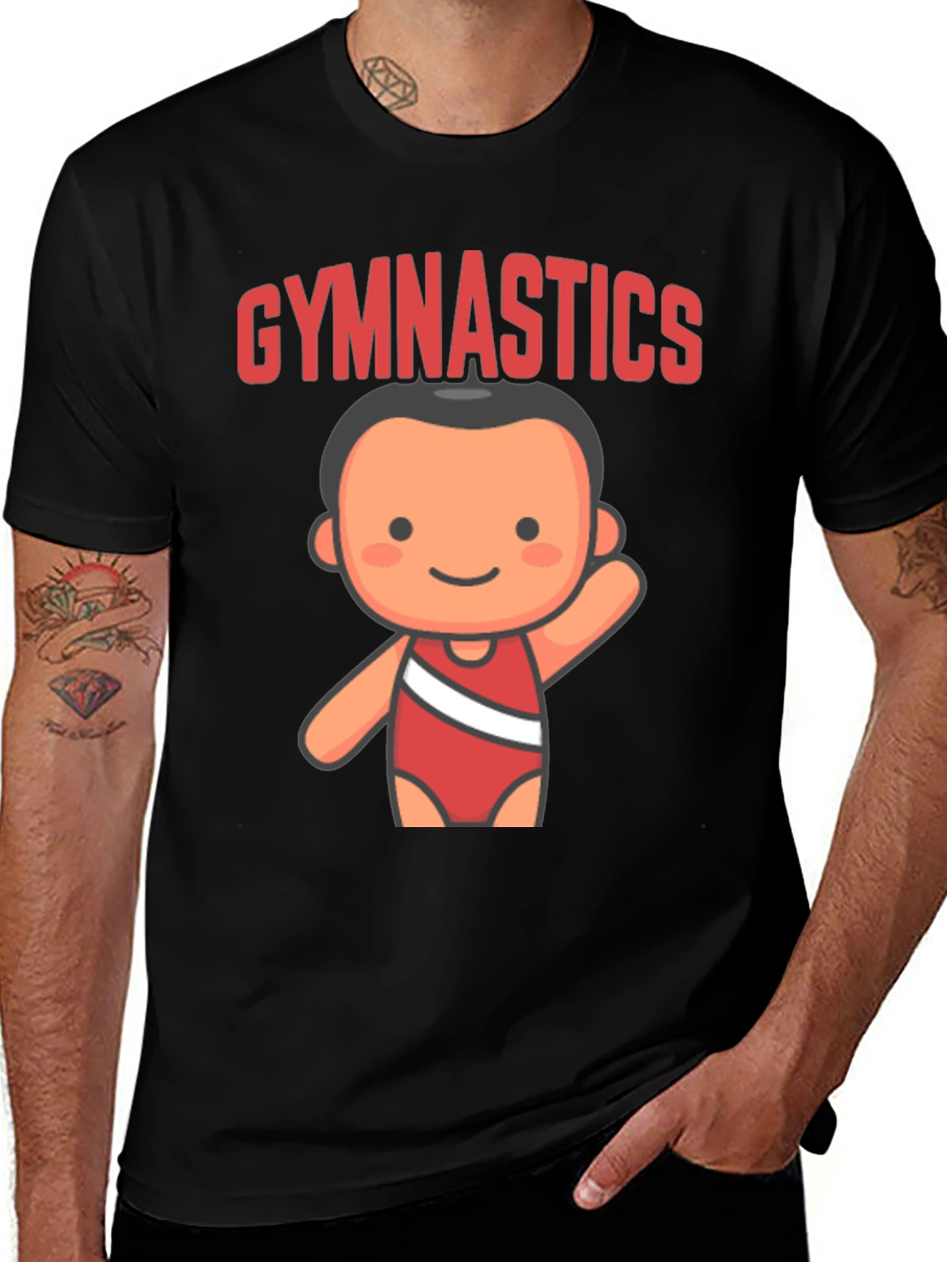 Black Gymnastics Cartoon T-Shirt main image