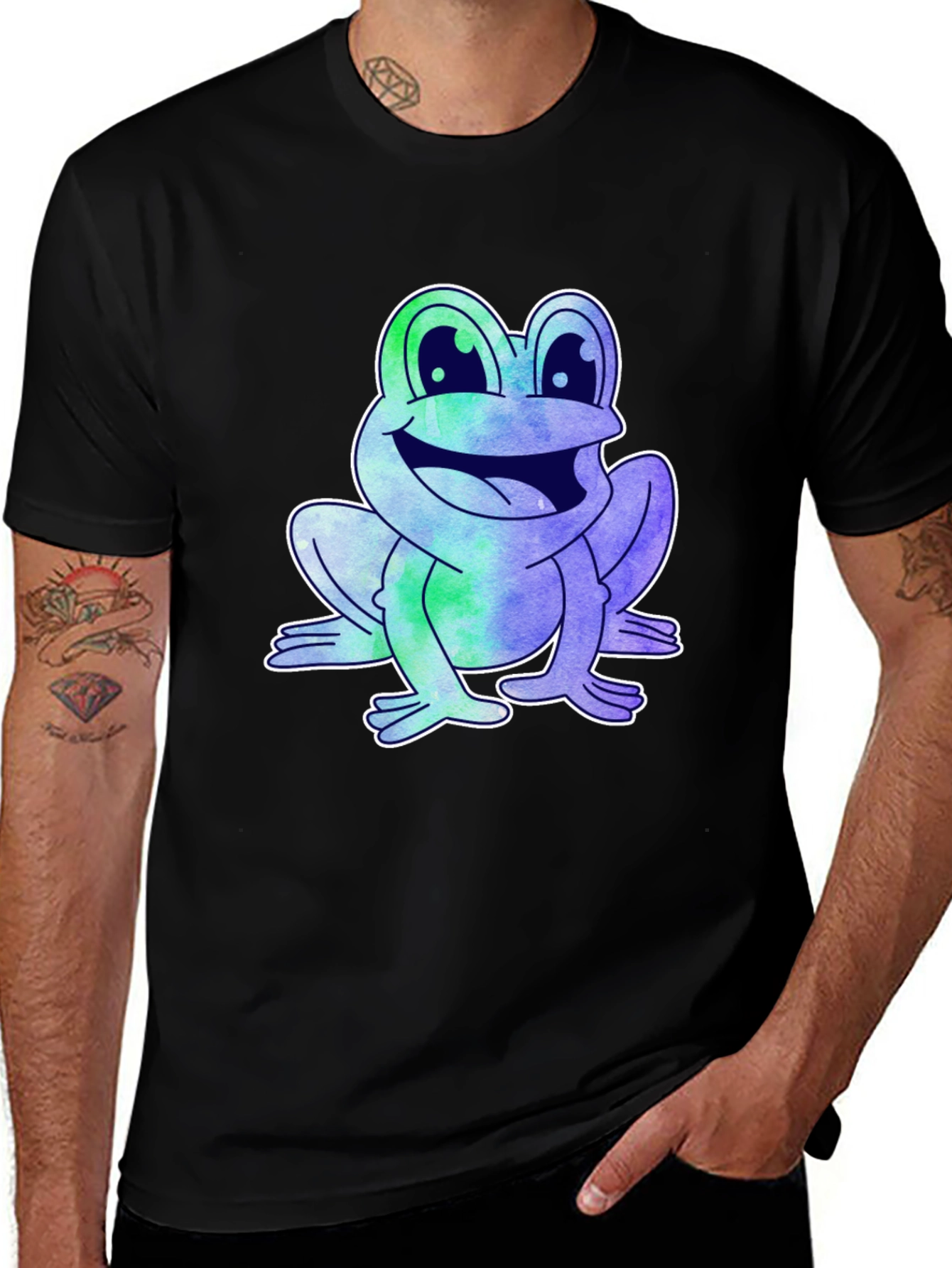 Variant 14 of Fun Frog Graphic Tee - Men's Black T-Shirt