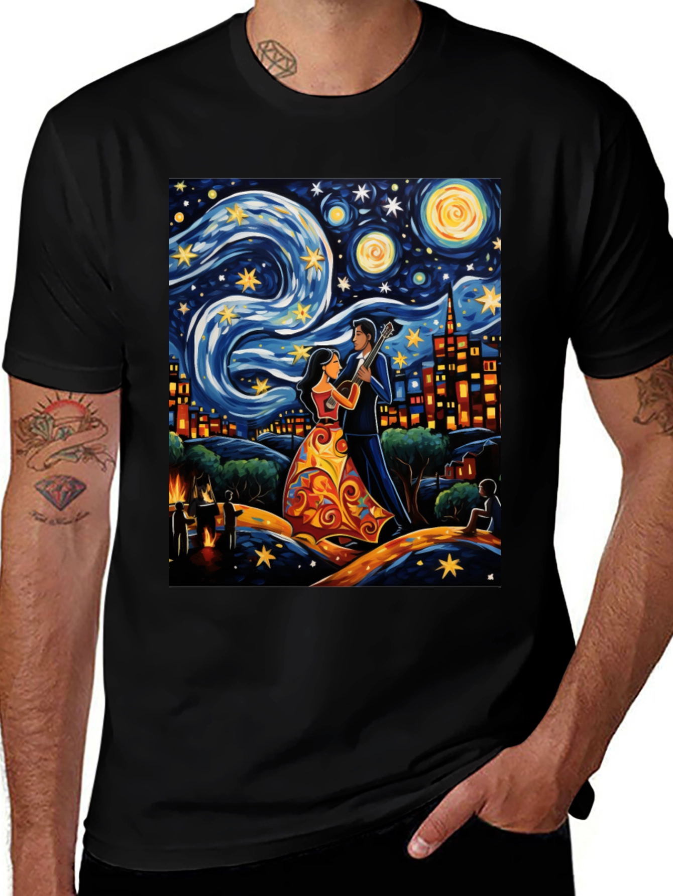 Variant 12 of Starry Night Guitar T-Shirt