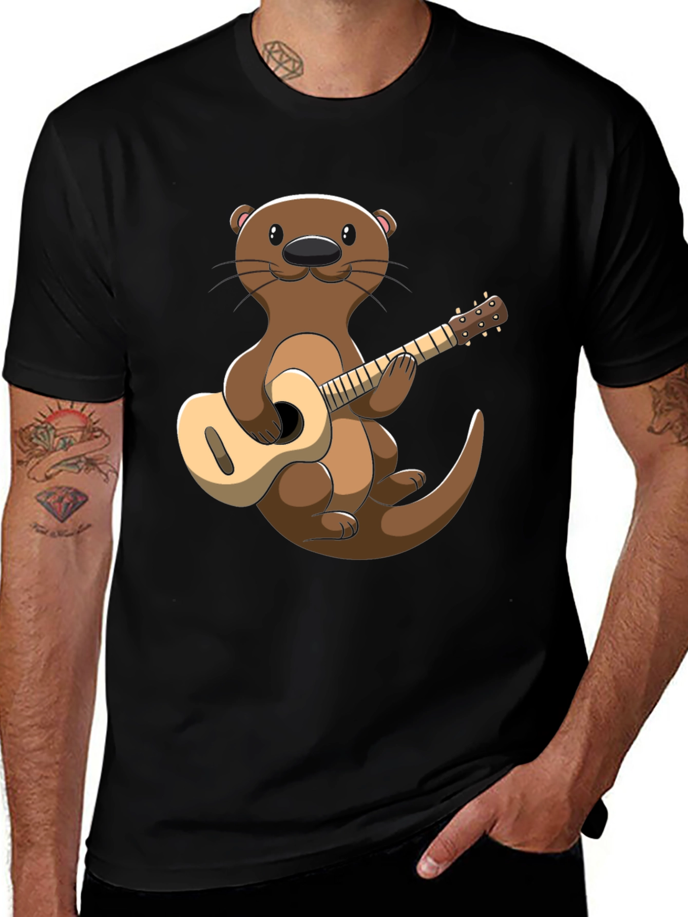 Variant 14 of Otter Playing Guitar Graphic T-Shirt