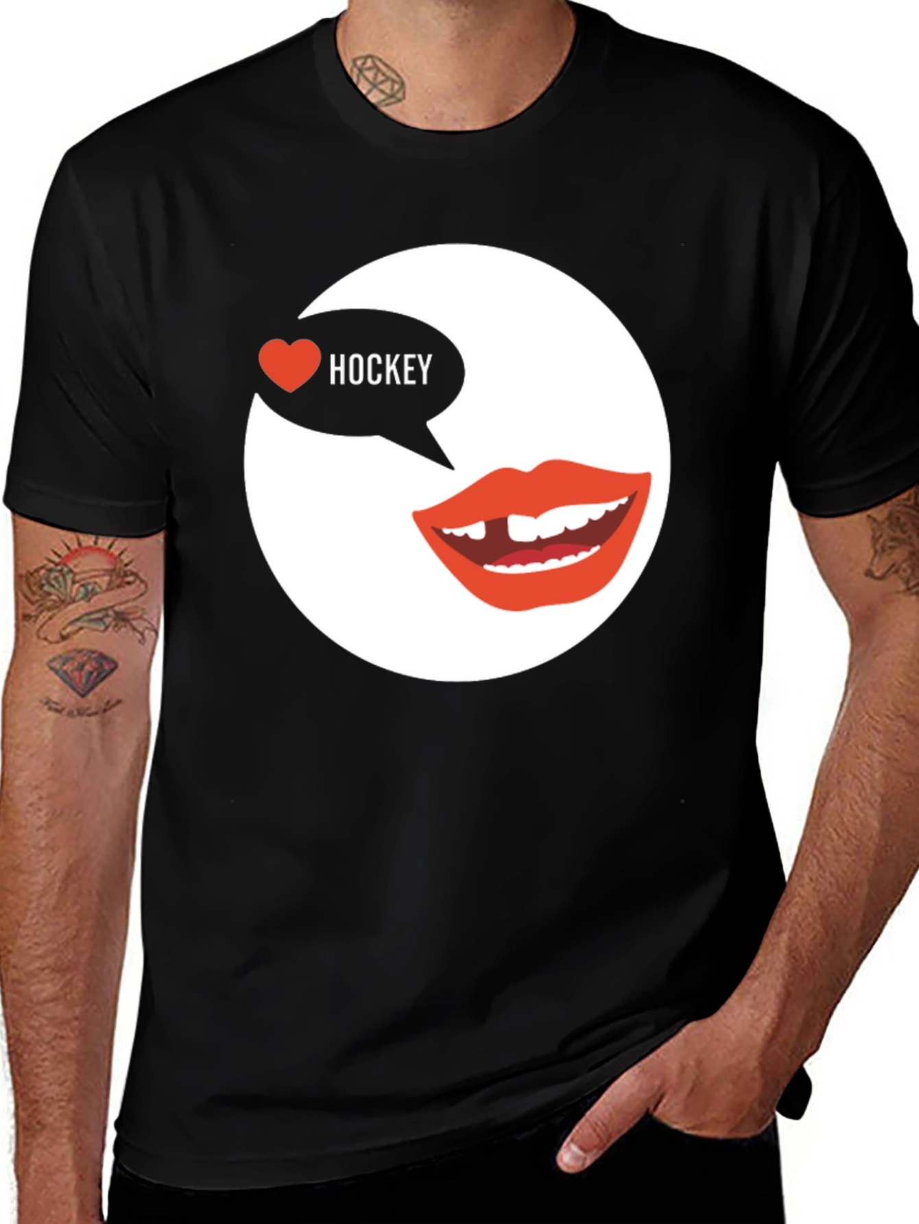 Variant 10 of Hockey Love Graphic Tee - Black