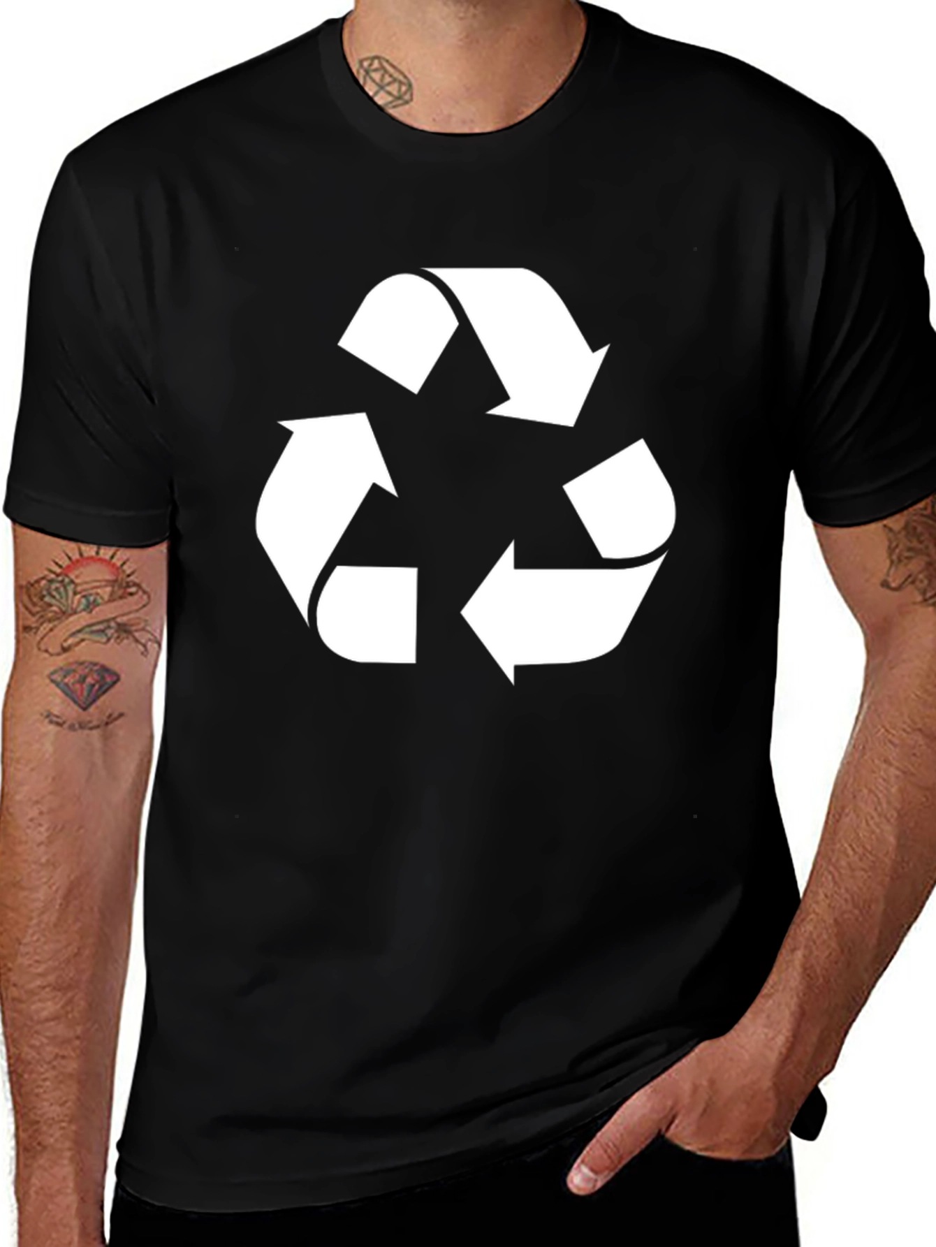 Variant 30 of Eco-Friendly Recycle Symbol Black T-Shirt