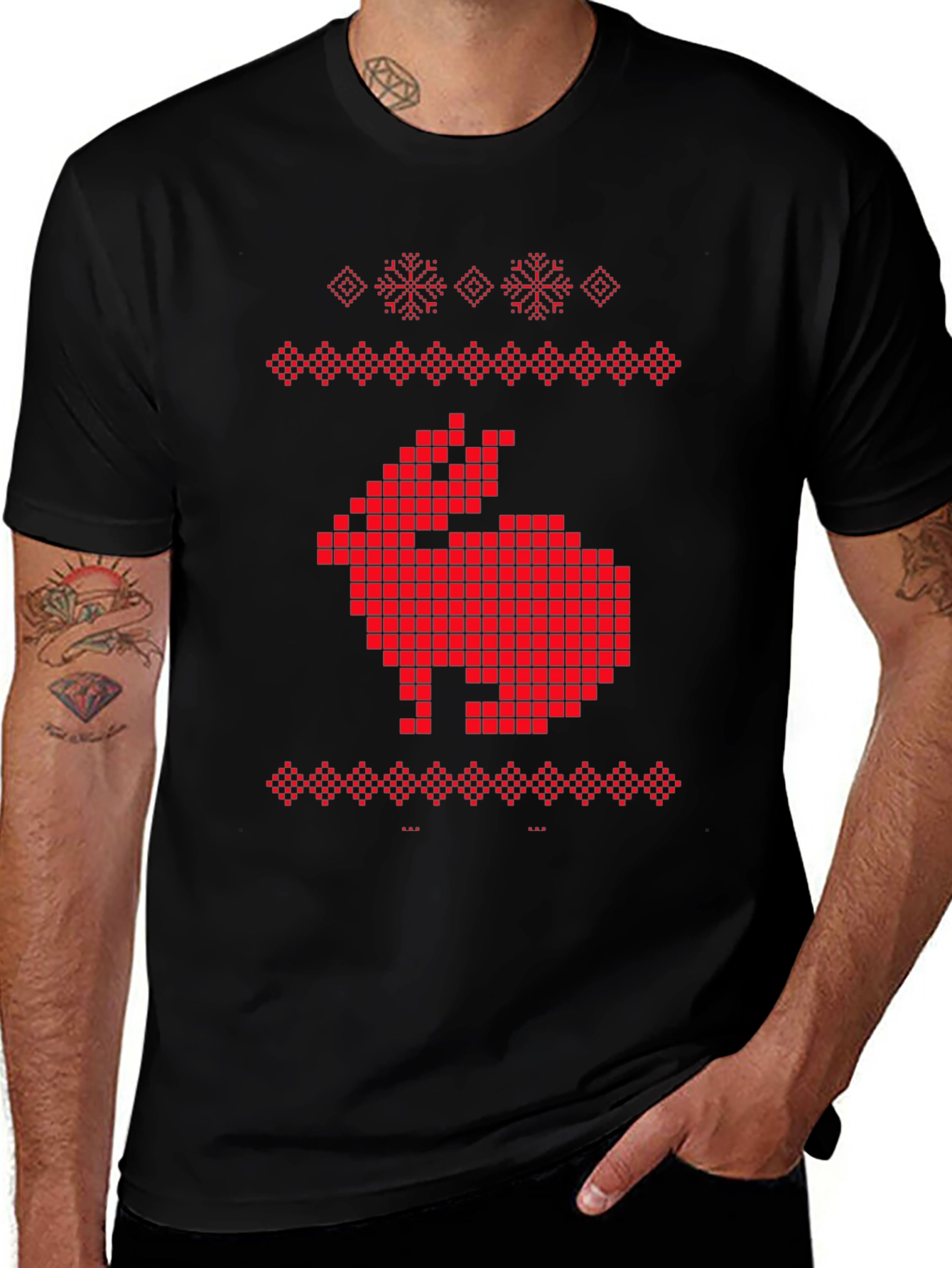 Variant 14 of Pixelated Rabbit Knit Style Graphic Tee