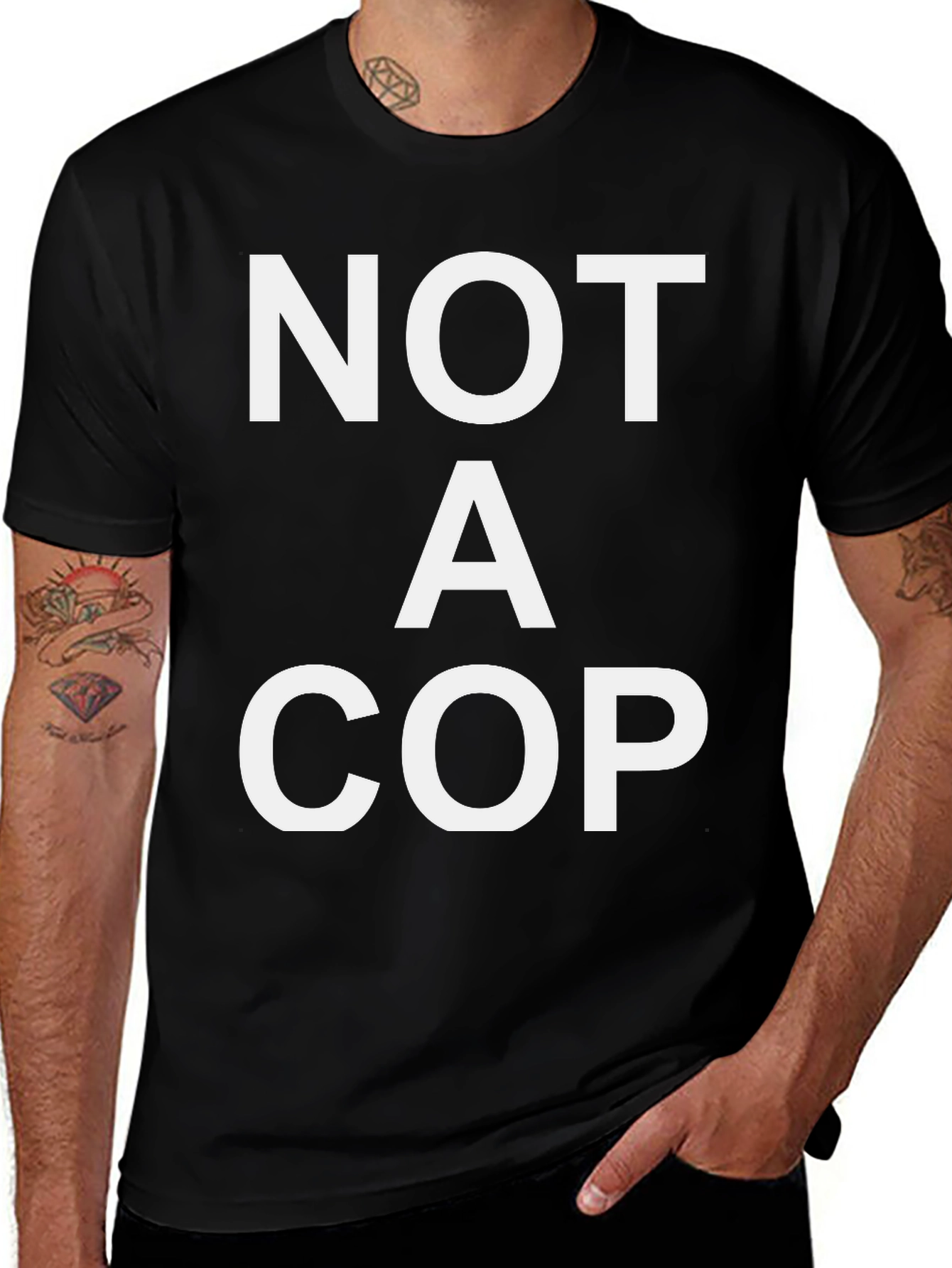 Variant 14 of NOT A COP Graphic T-Shirt - Black Cotton Tee