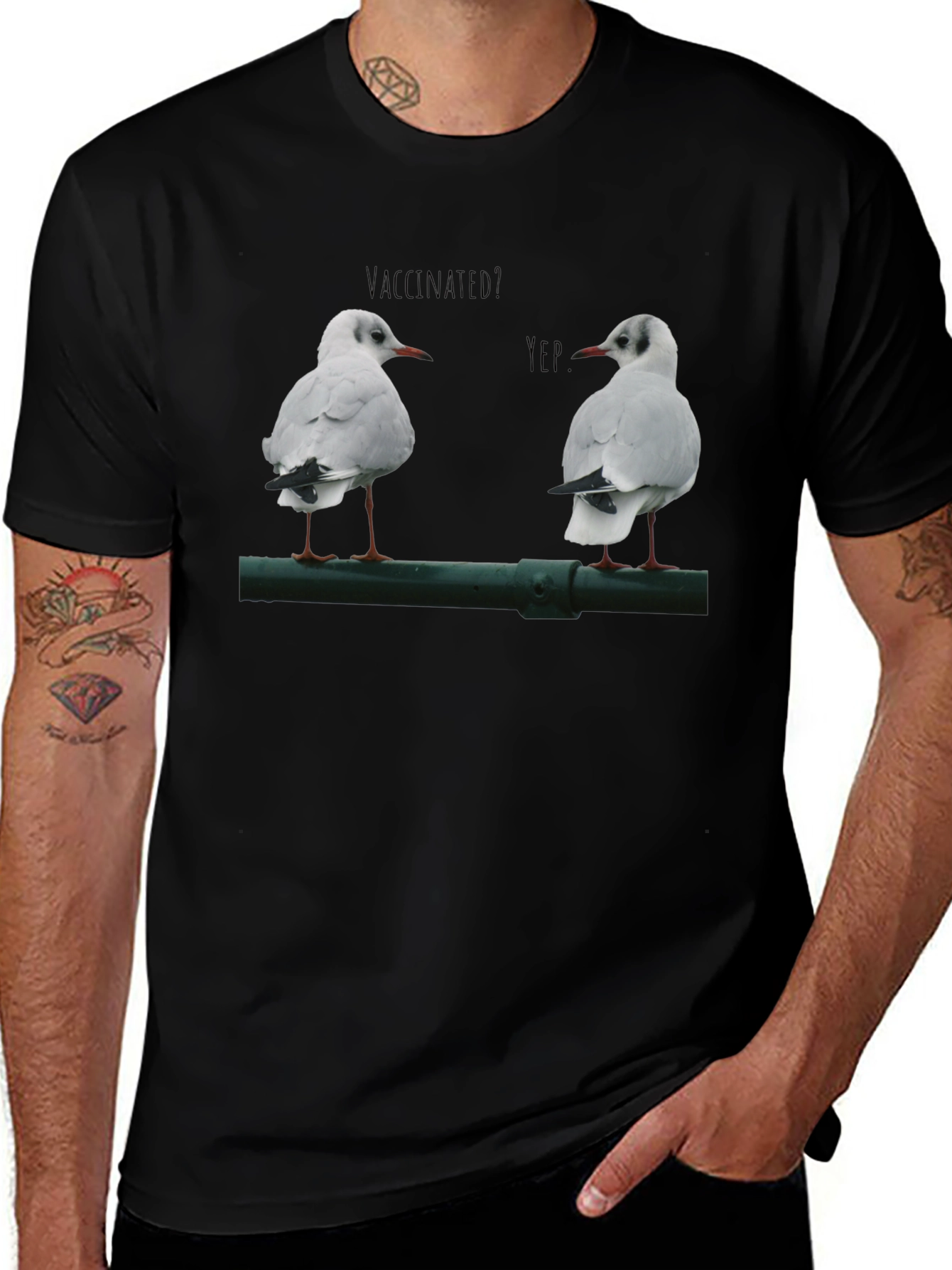 Variant 2 of Vaccinated Seagulls Graphic T-Shirt
