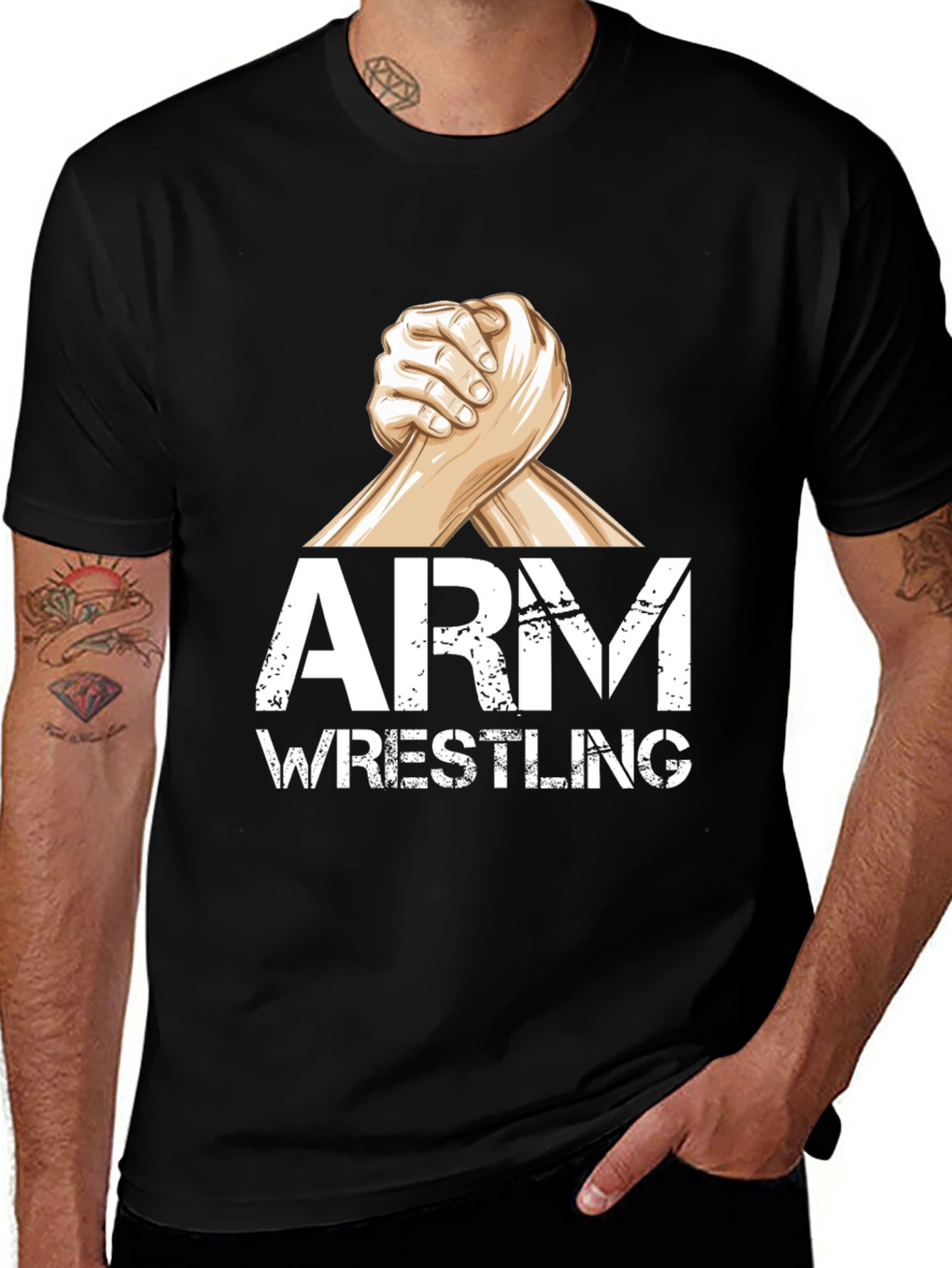Variant 15 of Arm Wrestling Graphic T-Shirt - Black