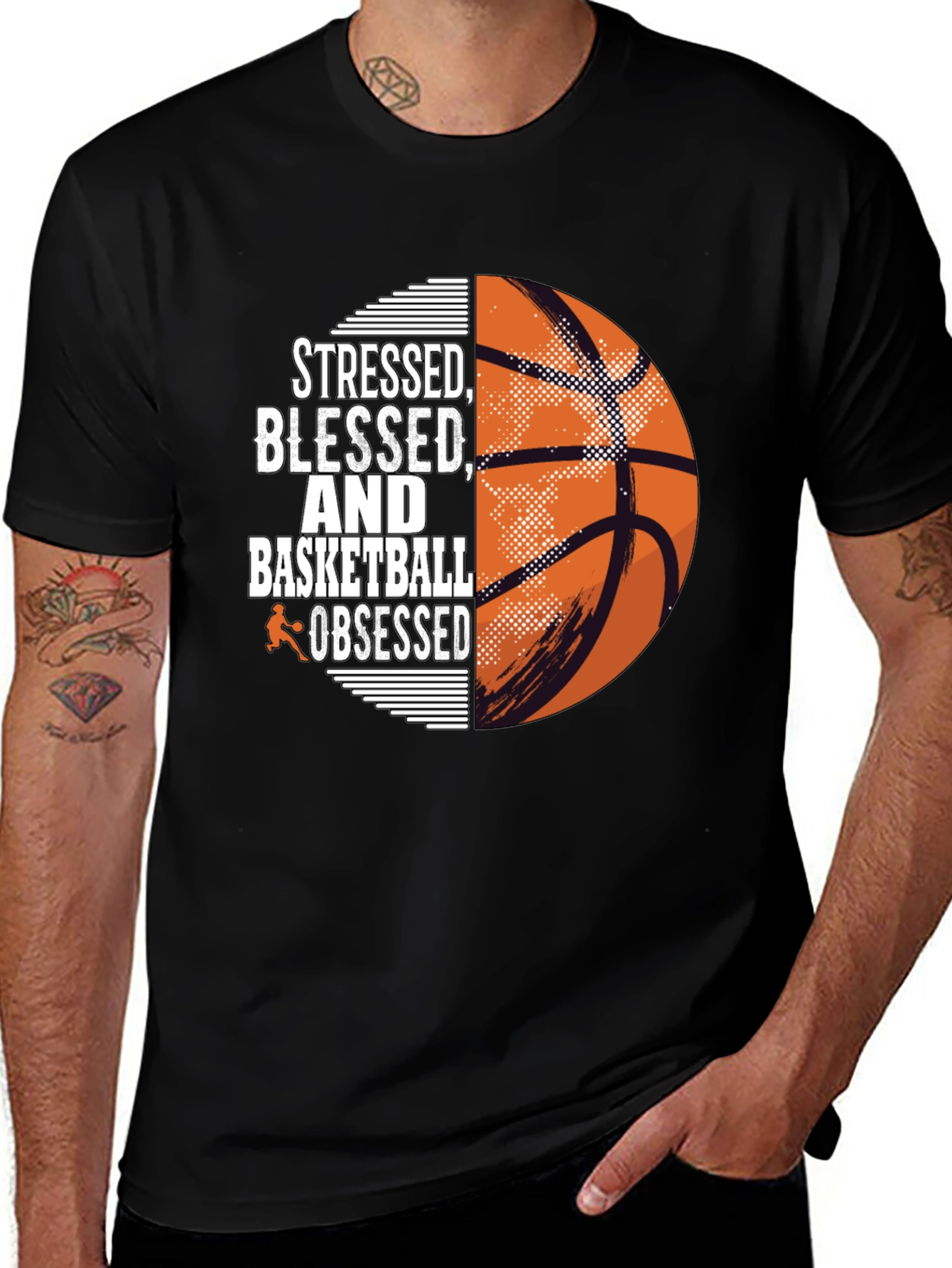 Variant 24 of Stressed Blessed Basketball Obsessed Graphic Tee