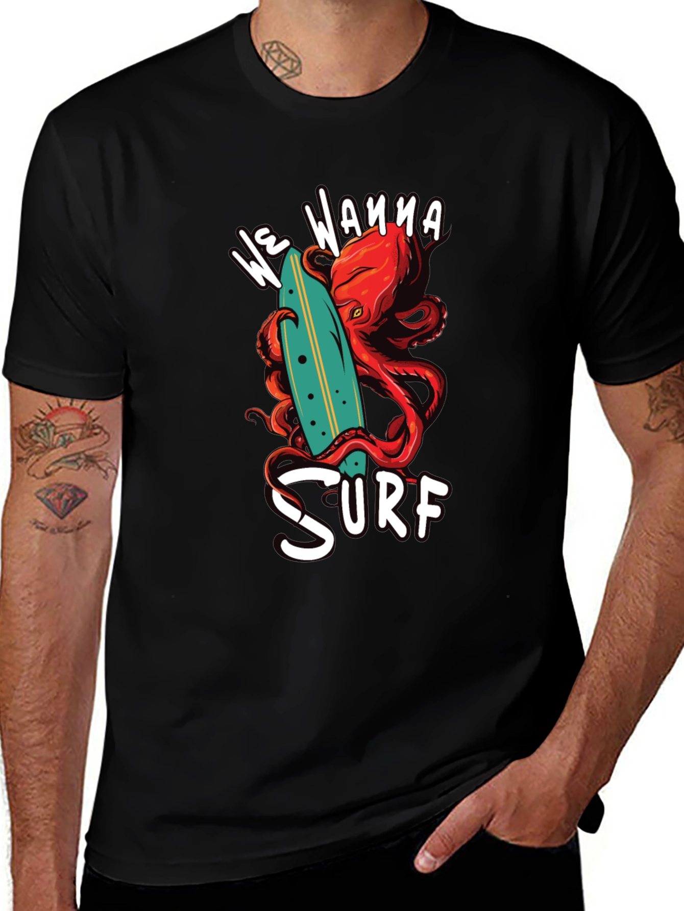 Variant 8 of We Wanna Surf Octopus Graphic Tee