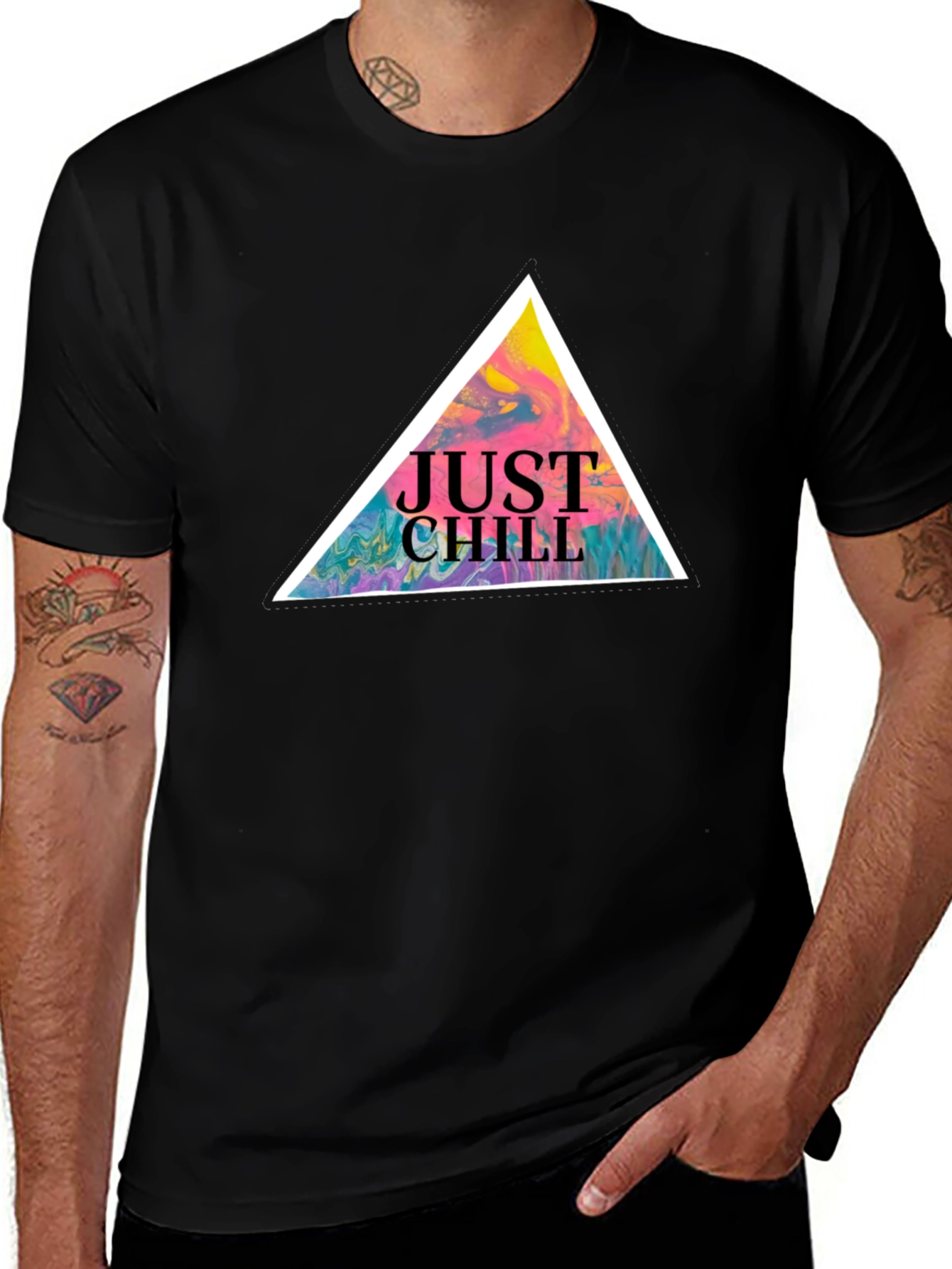 Variant 18 of Just Chill Graphic Tee - Black Cotton T-Shirt