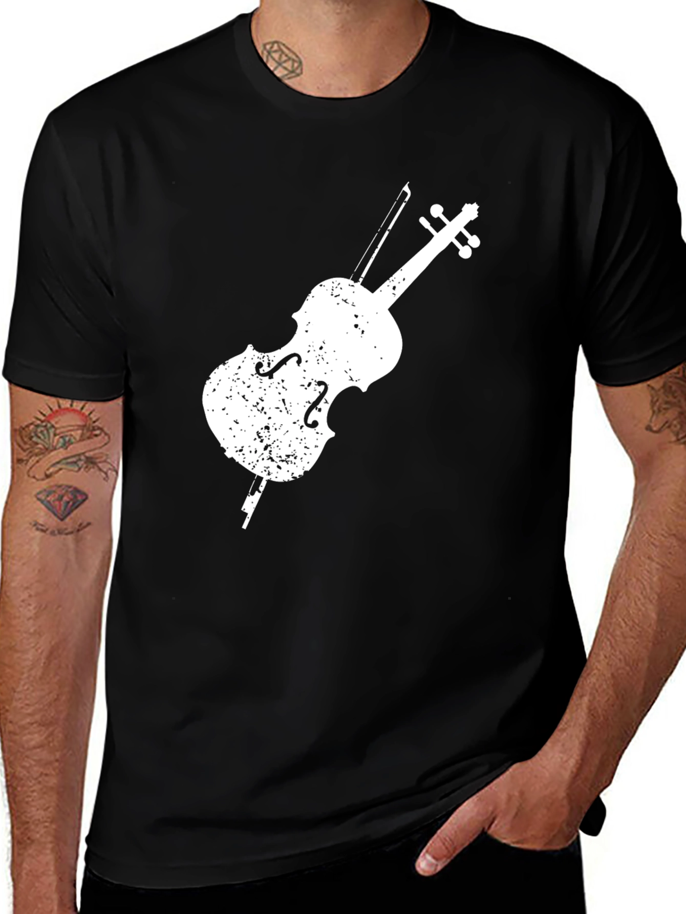 Variant 11 of Distressed Cello Graphic Tee - Musician Style