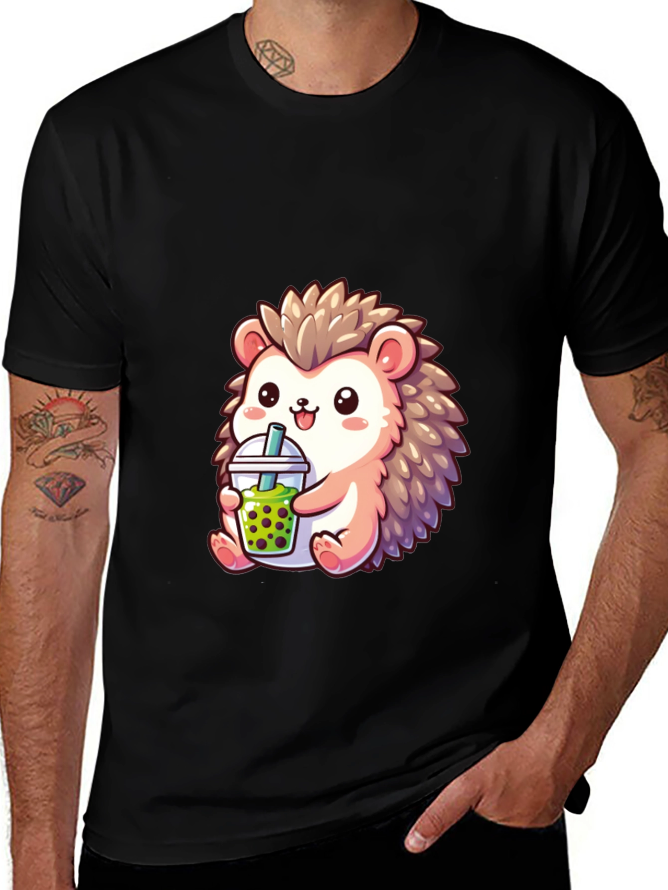 Variant 2 of Cute Hedgehog Boba Tea Graphic Tee