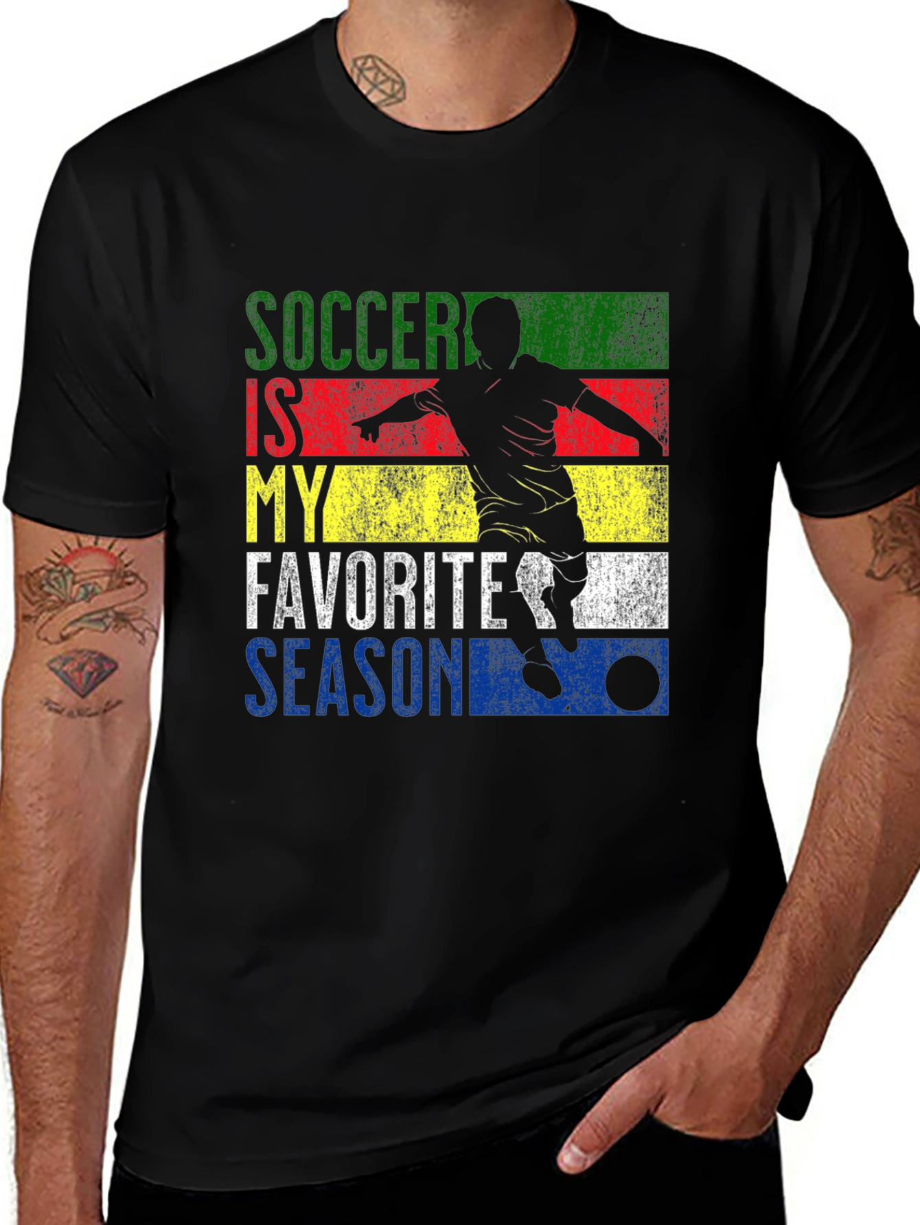 Variant 10 of Soccer Is My Favorite Season Black Graphic T-Shirt
