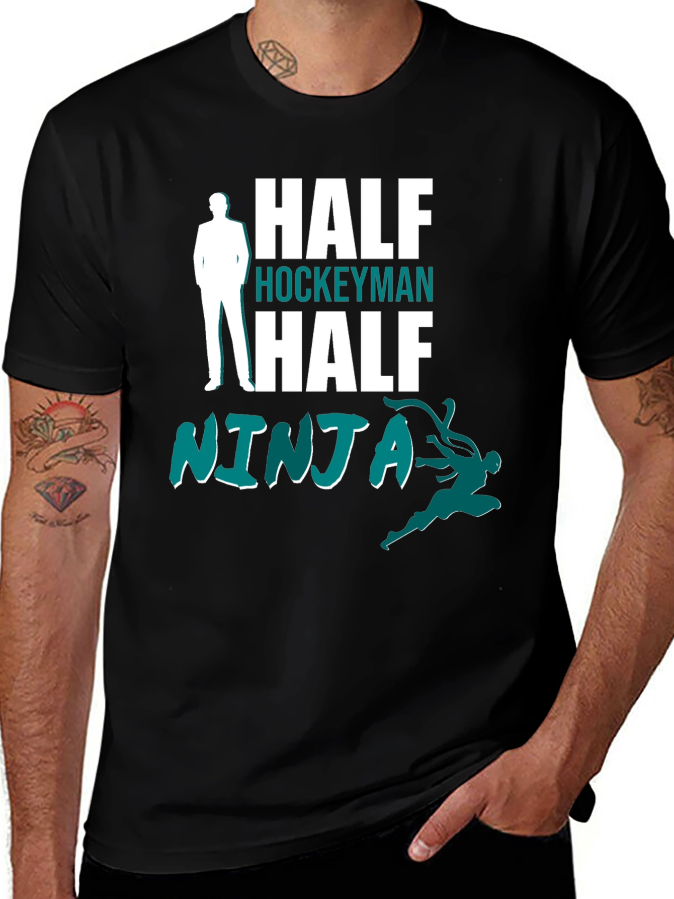 Variant 3 of Half Hockeyman Half Ninja Graphic Tee