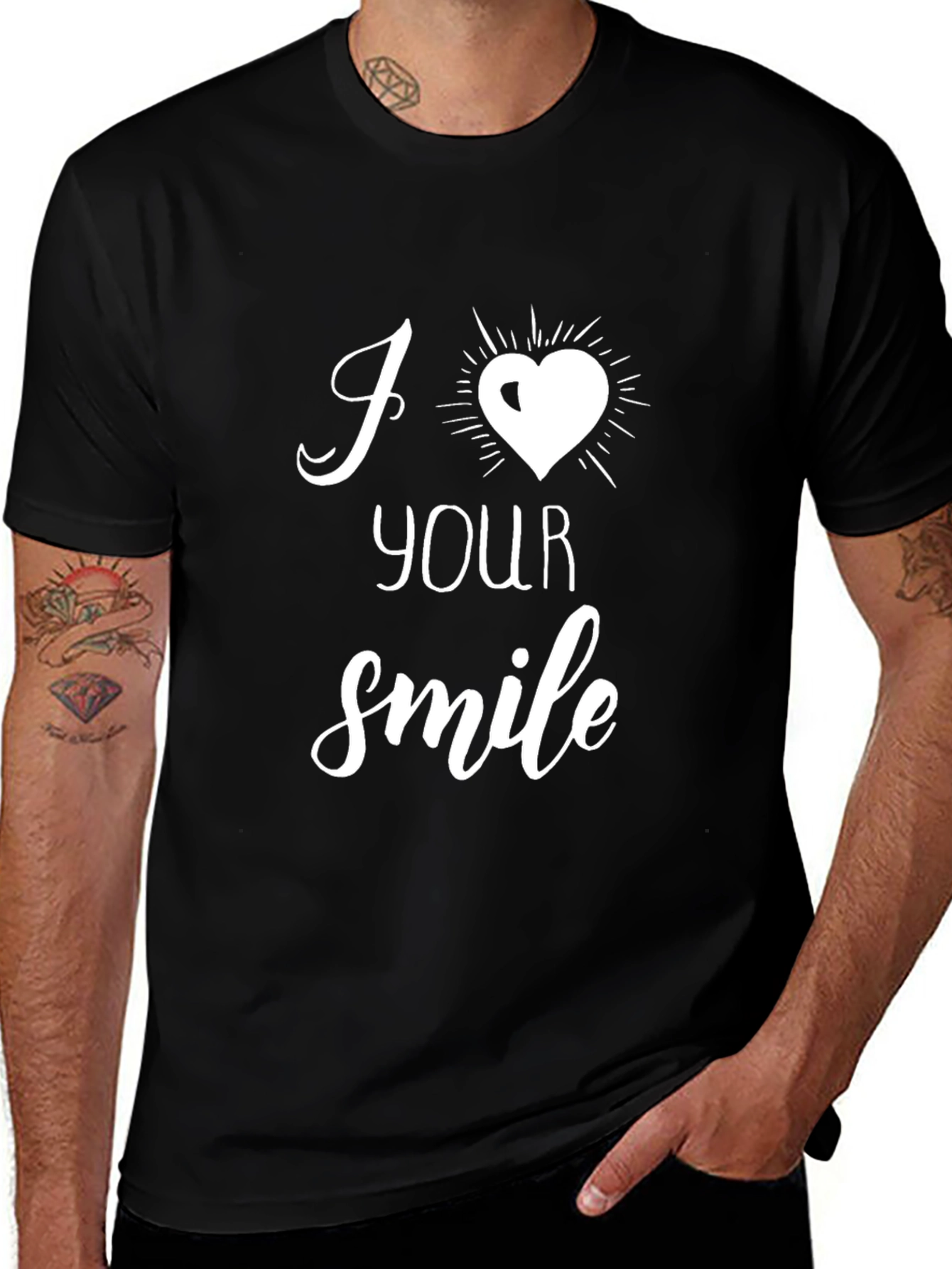 Variant 26 of I Heart Your Smile Black T-Shirt - Love Graphic Tee