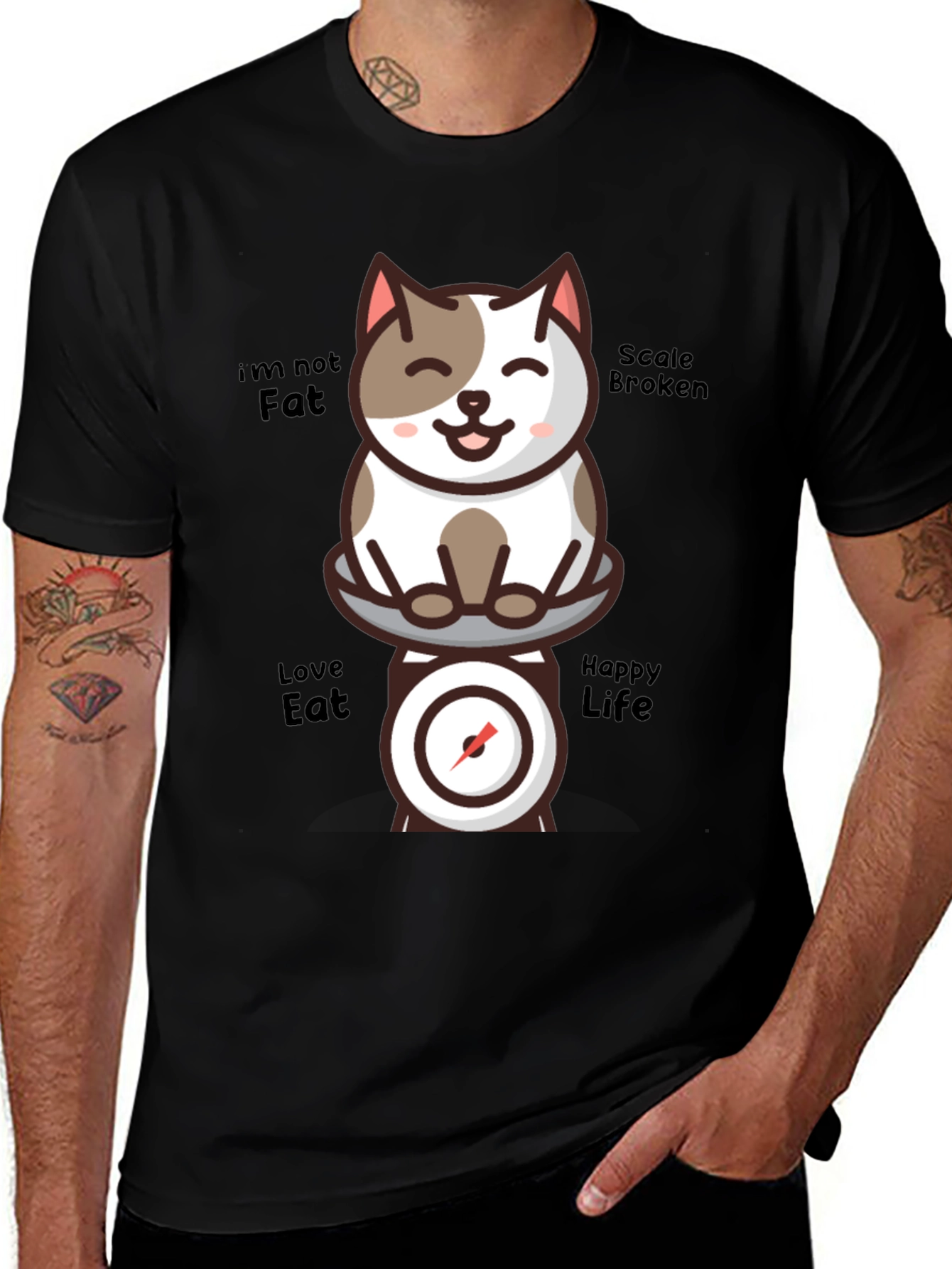 Variant 14 of Funny Cat Scale T-Shirt - I'm Not Fat