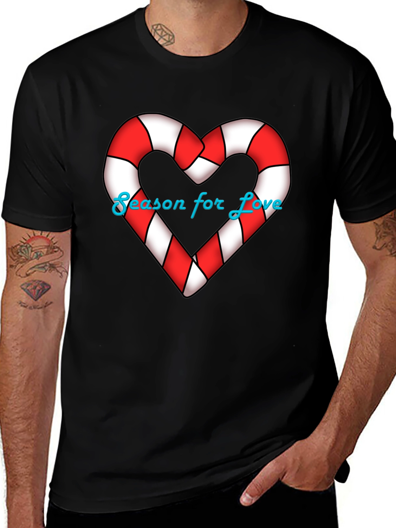Variant 3 of Season for Love Candy Cane Heart Tee
