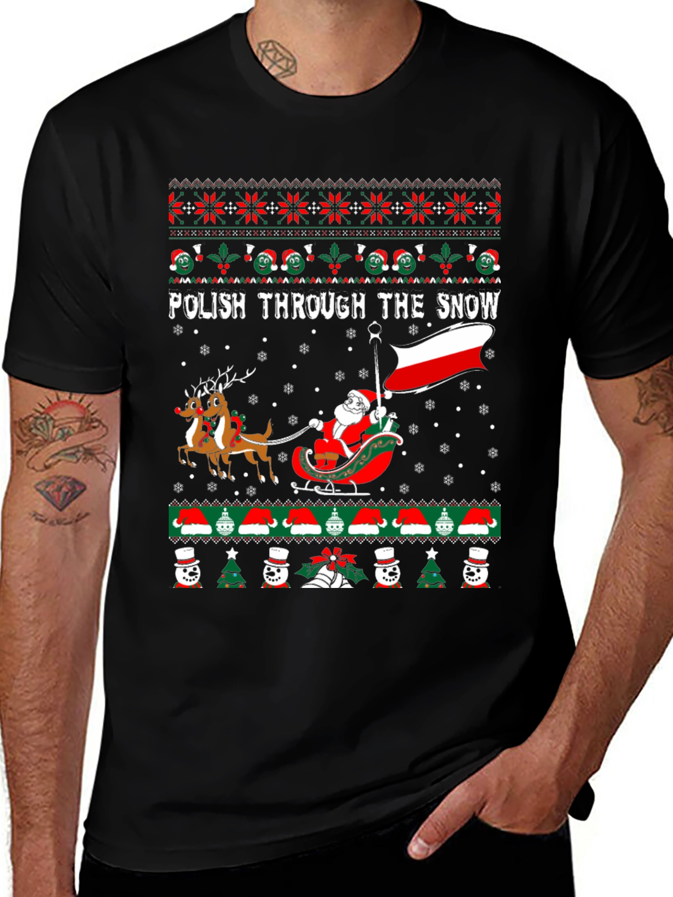 Polish Through the Snow Ugly Christmas T-Shirt