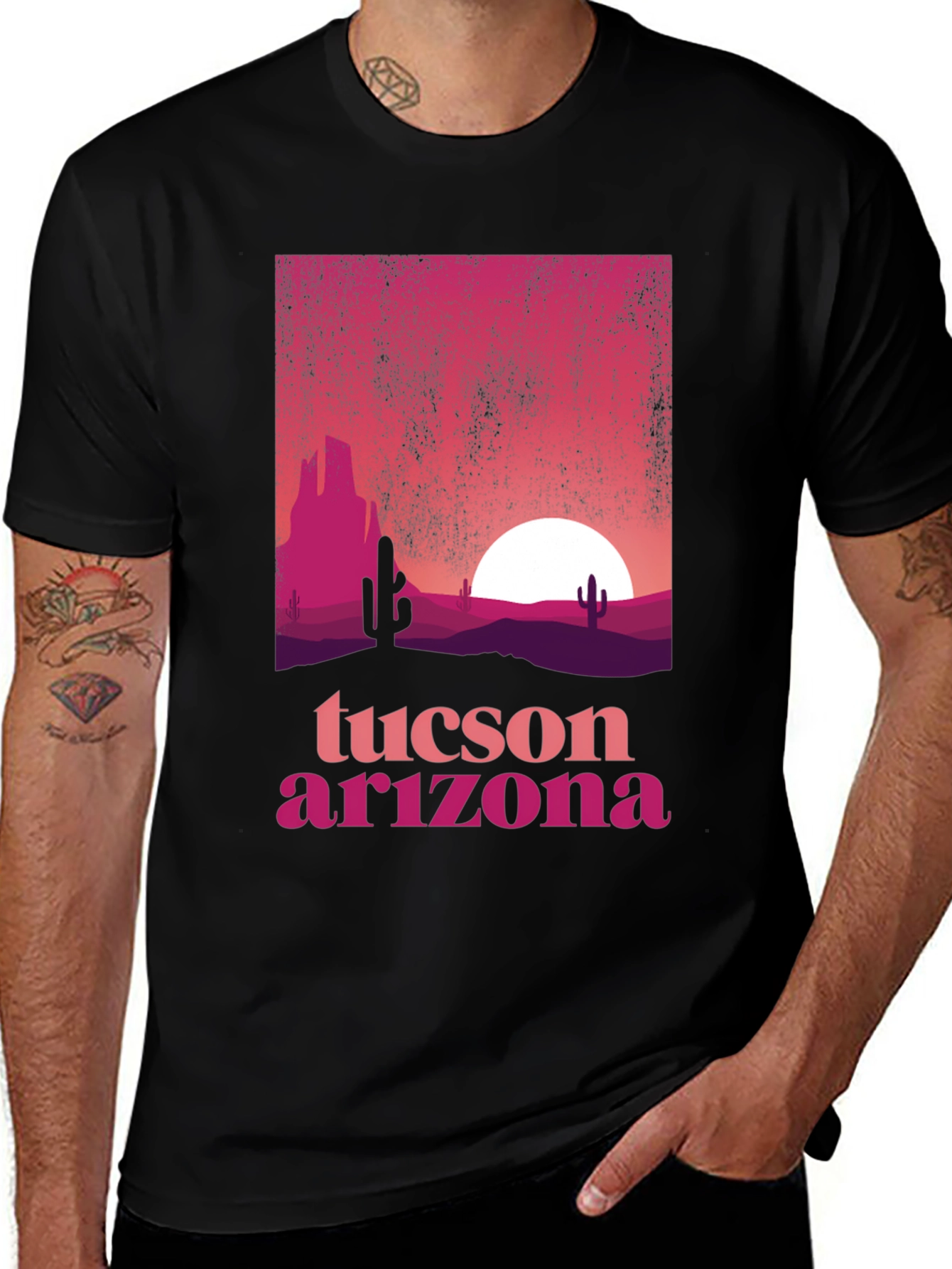 Tucson Arizona Graphic Tee - Desert Sunset Scene