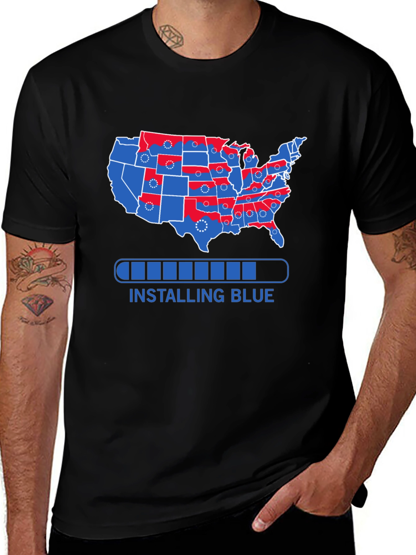 Variant 24 of Installing Blue USA Map Graphic T-Shirt