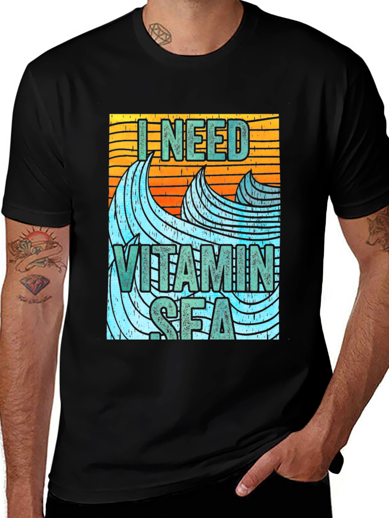 Variant 20 of I Need Vitamin Sea Black Graphic T-Shirt