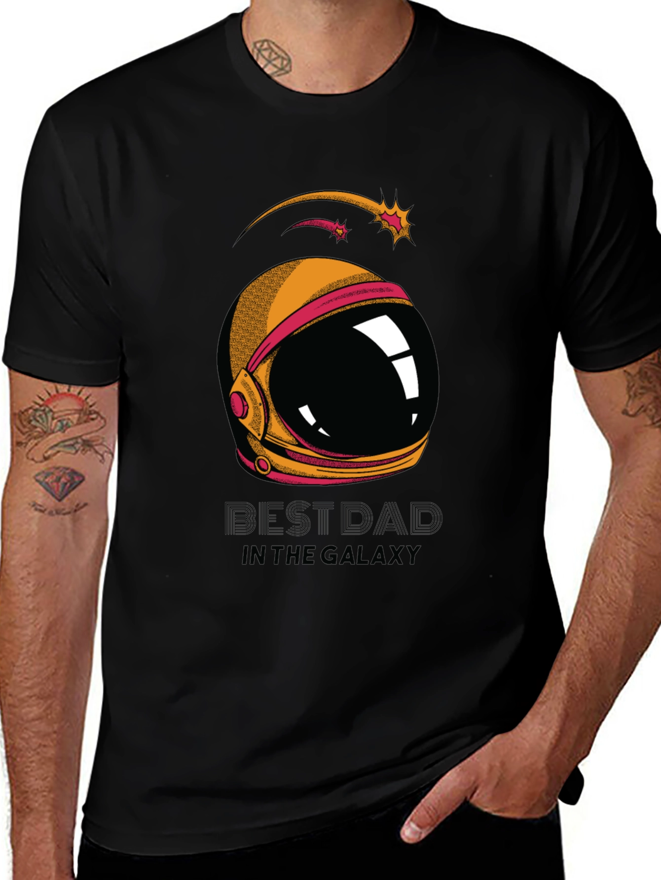Variant 26 of Best Dad Galaxy T-Shirt - Space Helmet Graphic Tee