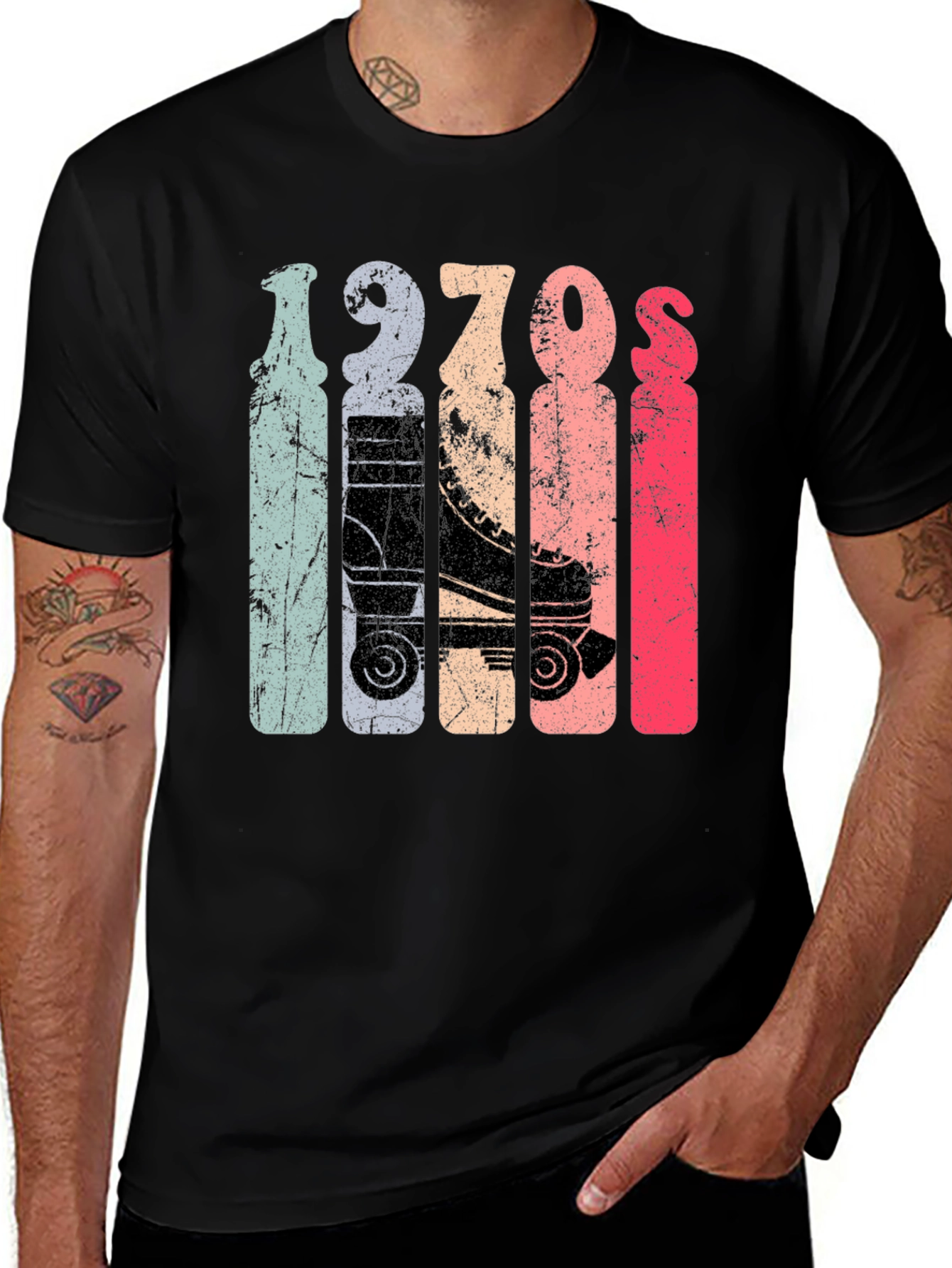Variant 9 of Retro 1970s Roller Skate T-Shirt