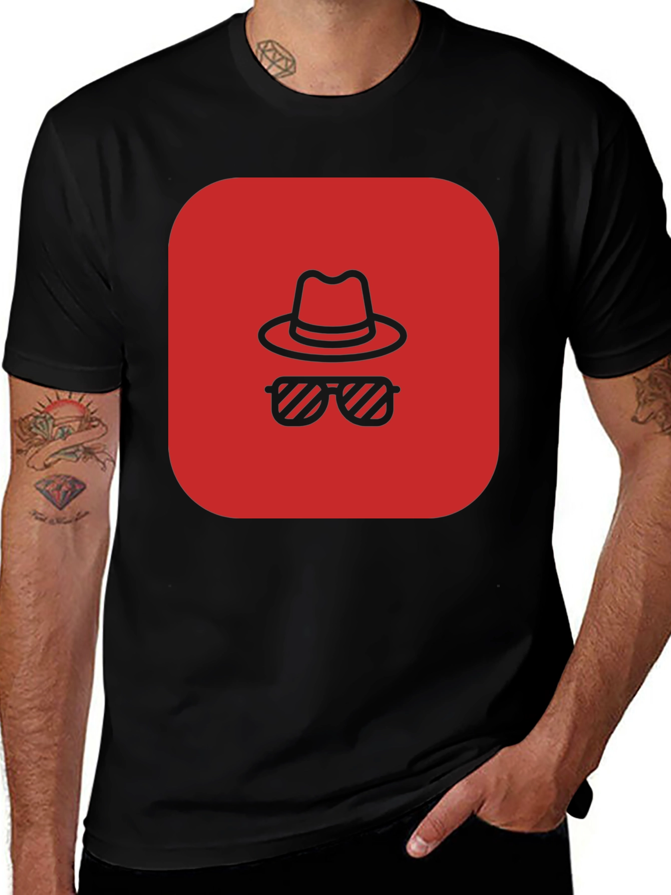 Black Red Spy Icon Black T-Shirt main image