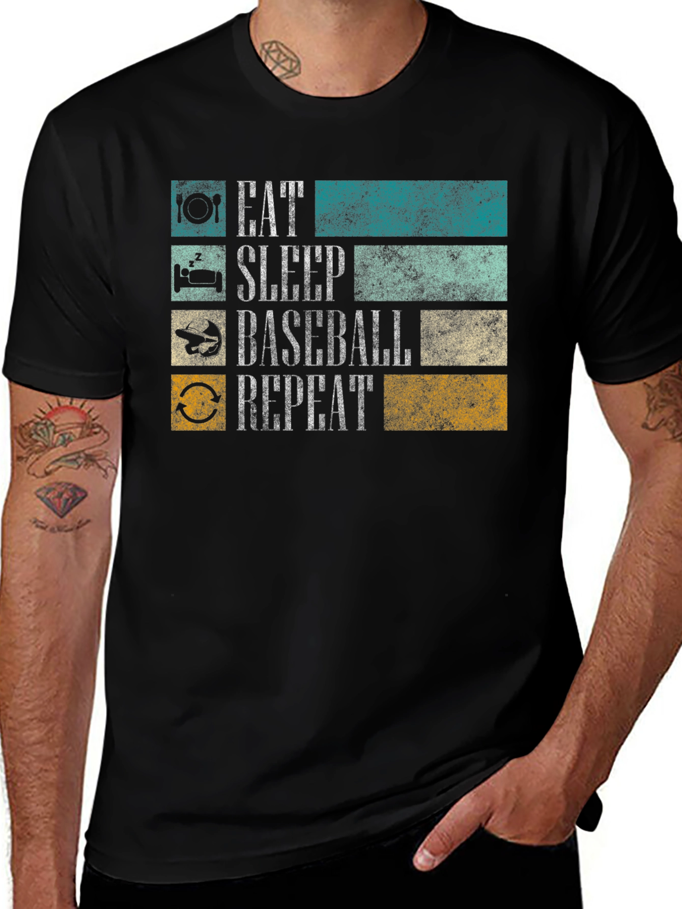 Variant 11 of Eat Sleep Baseball Repeat Graphic Tee