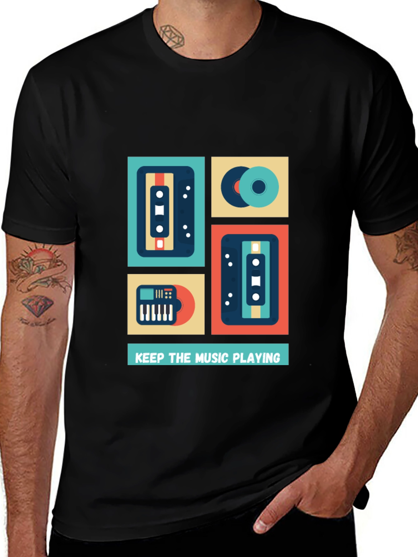 Variant 8 of Retro Music T-Shirt - Keep the Music Playing Tee