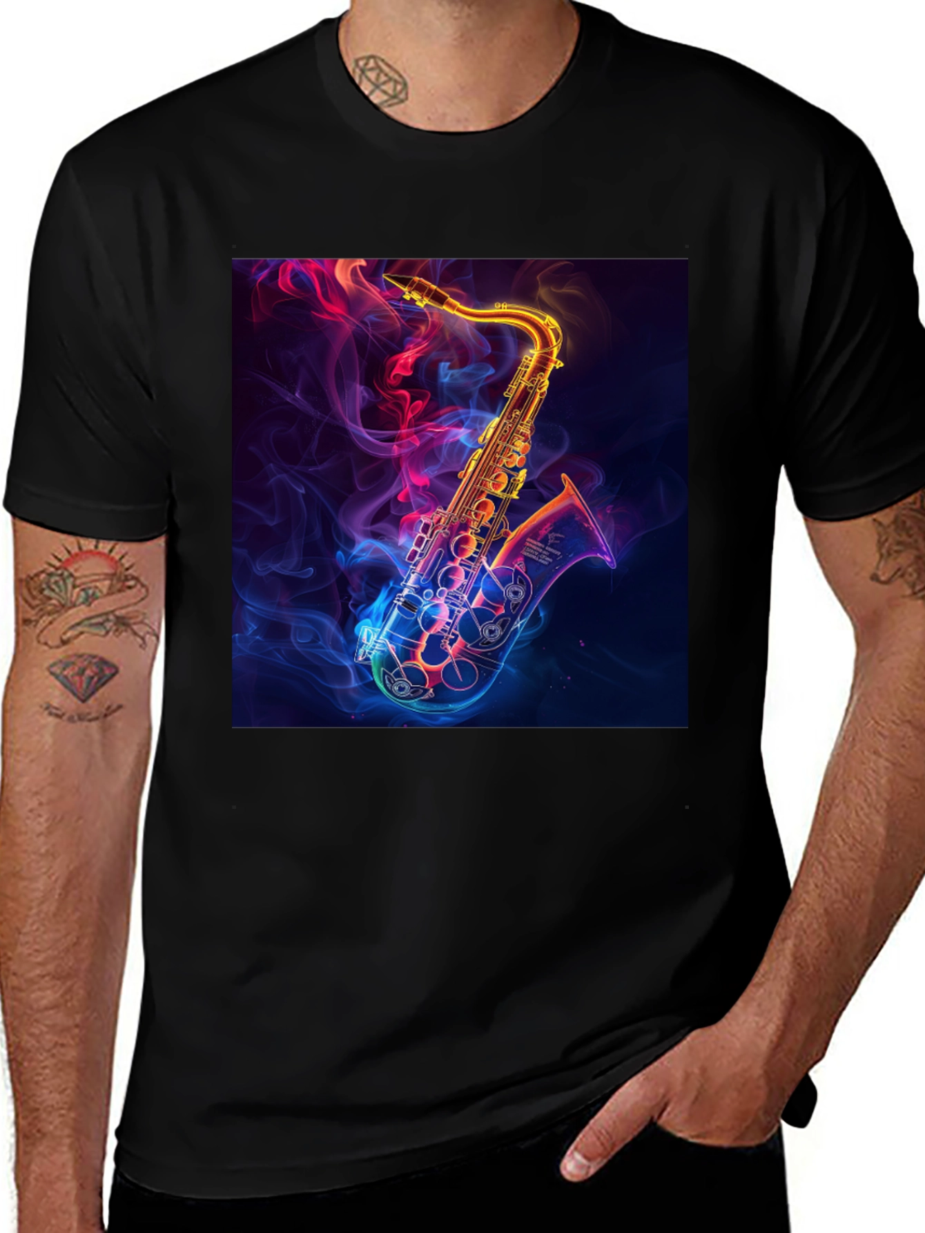 Variant 11 of Saxophone Smoke T-Shirt - Cool Music Tee