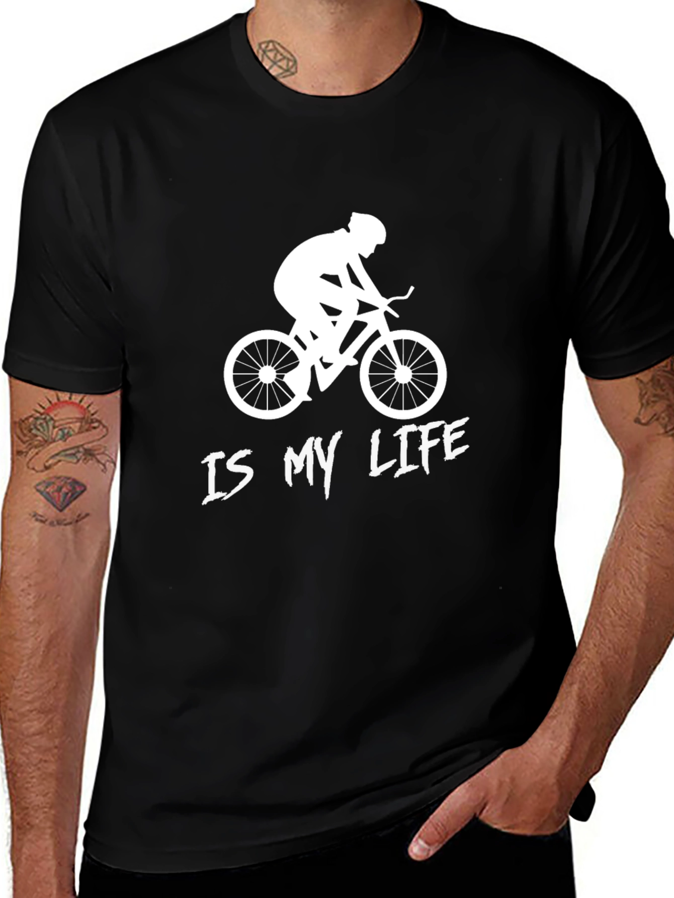 Variant 3 of Cycling Is My Life Graphic Tee - Black