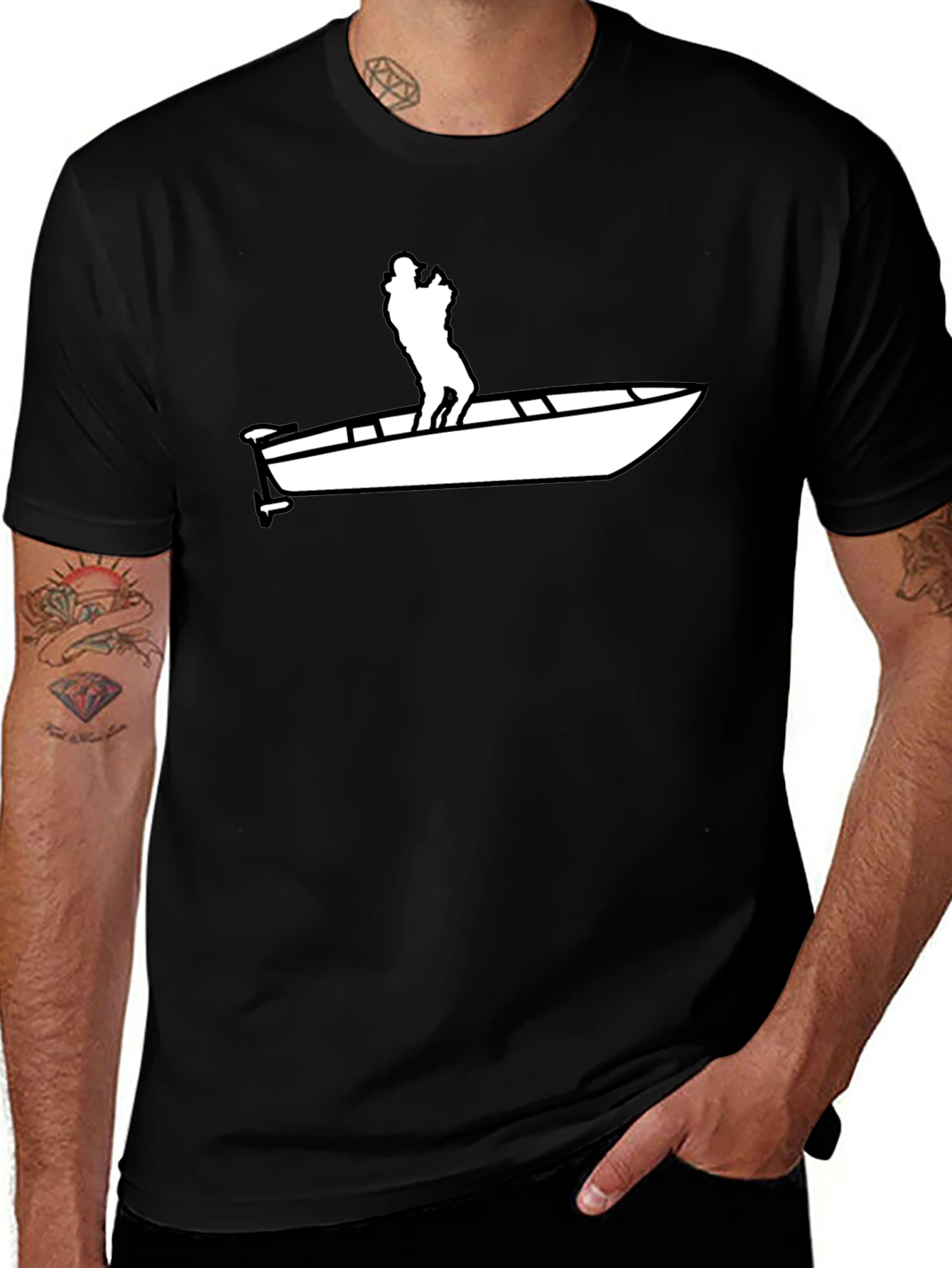 Variant 18 of Black Boat Silhouette T-Shirt