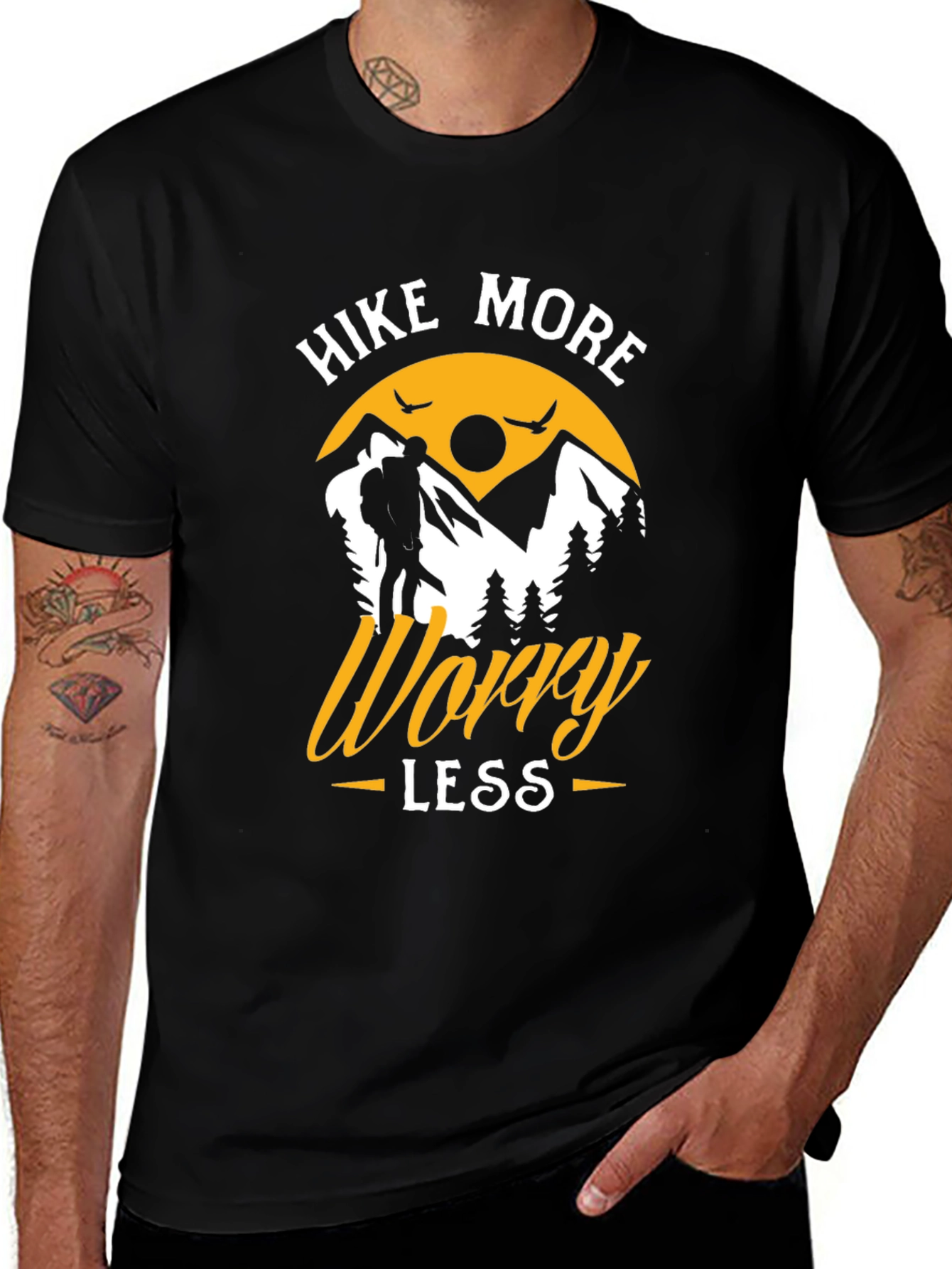 Variant 12 of Hike More Worry Less Graphic Tee
