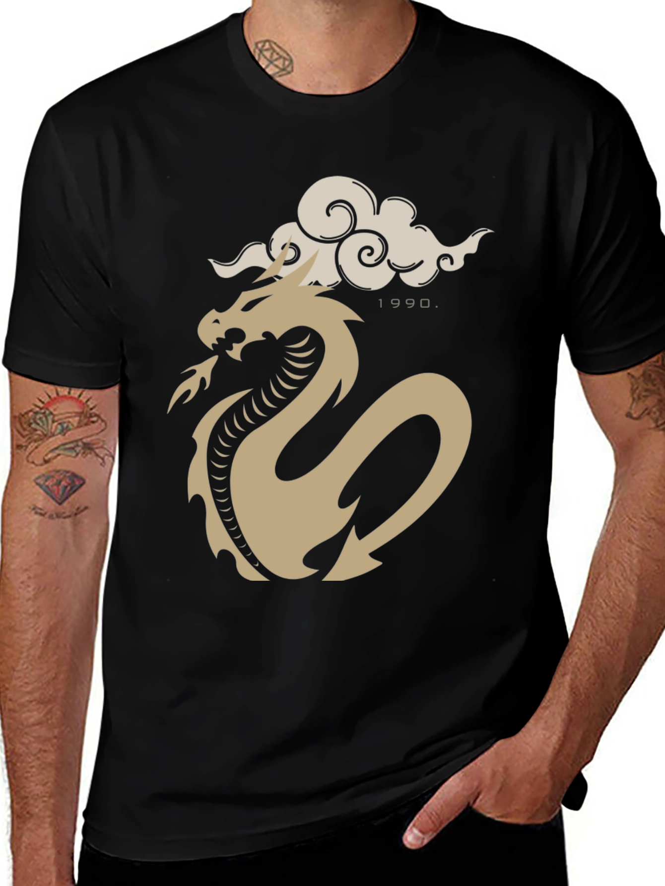 Variant 8 of Dragon Cloud Graphic Tee - Black
