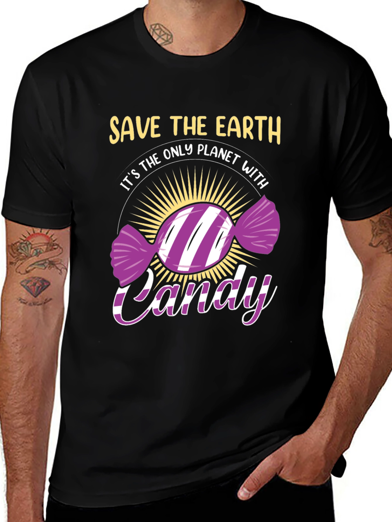 Variant 8 of Save The Earth Candy T-Shirt - Eco-Friendly Novelty Tee