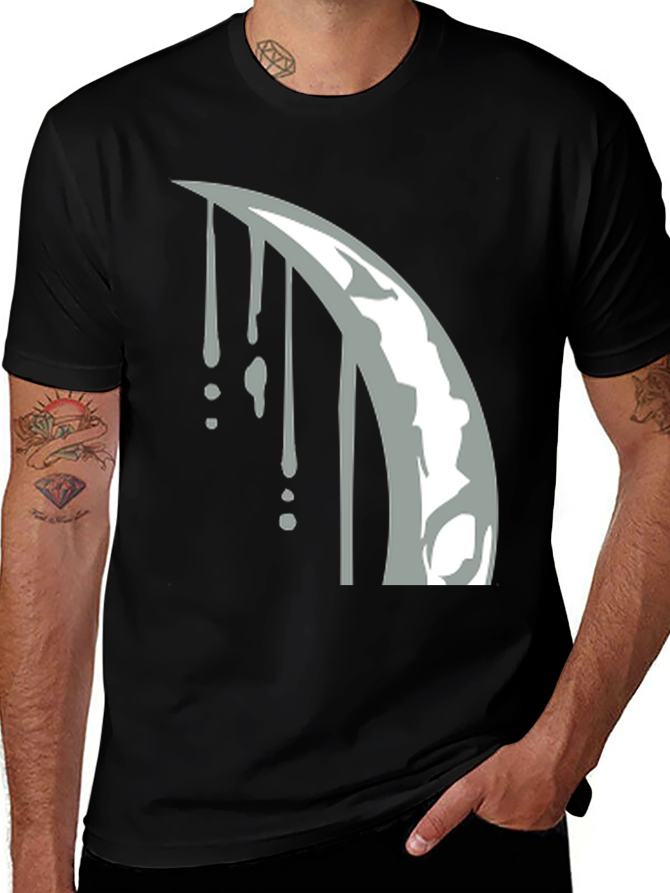 Variant 8 of Scythe Drip Graphic Tee - Black Cotton Blend T-Shirt