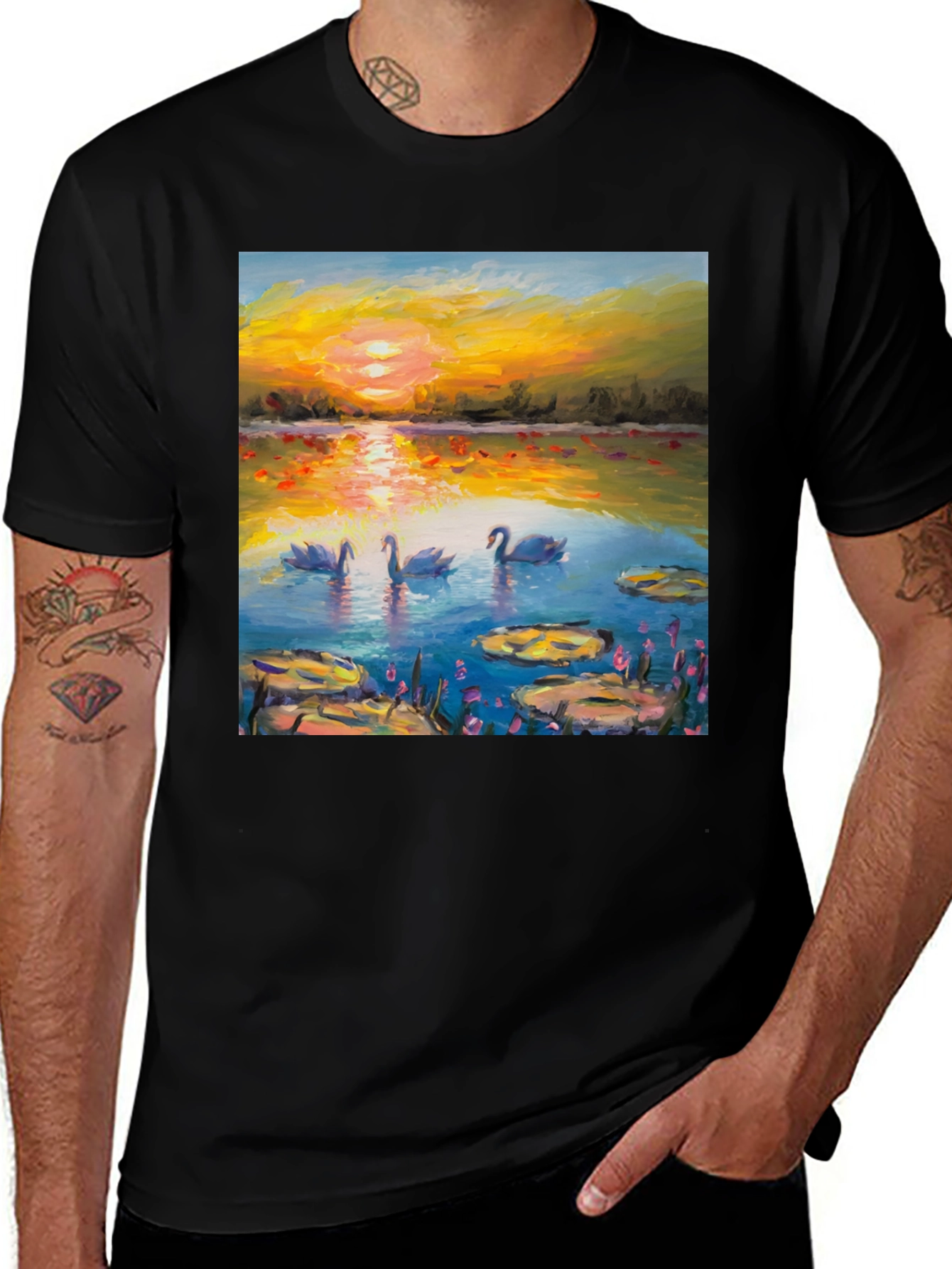 Variant 25 of Swan Lake Sunset Graphic Tee