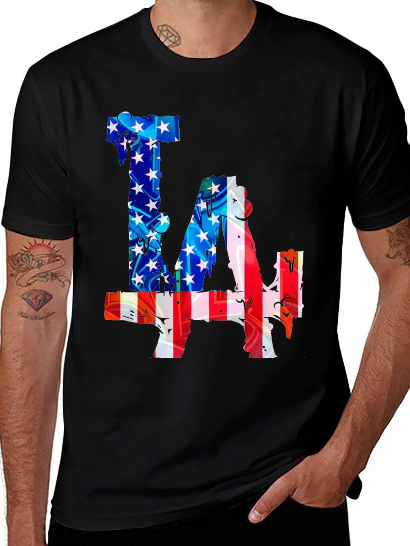 American Flag LA Dodgers Graphic T-Shirt