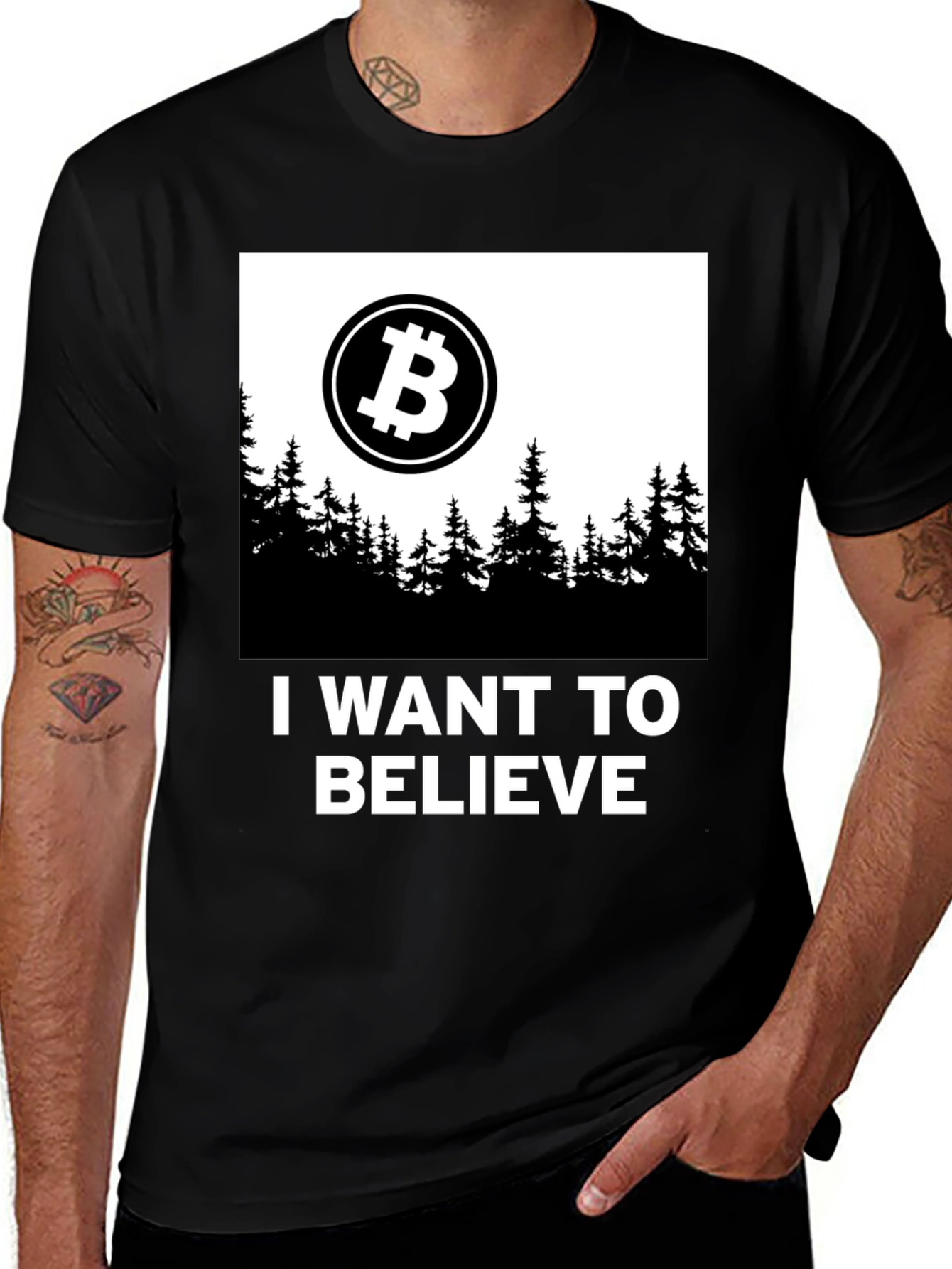 I Want to Believe Bitcoin Black T-Shirt