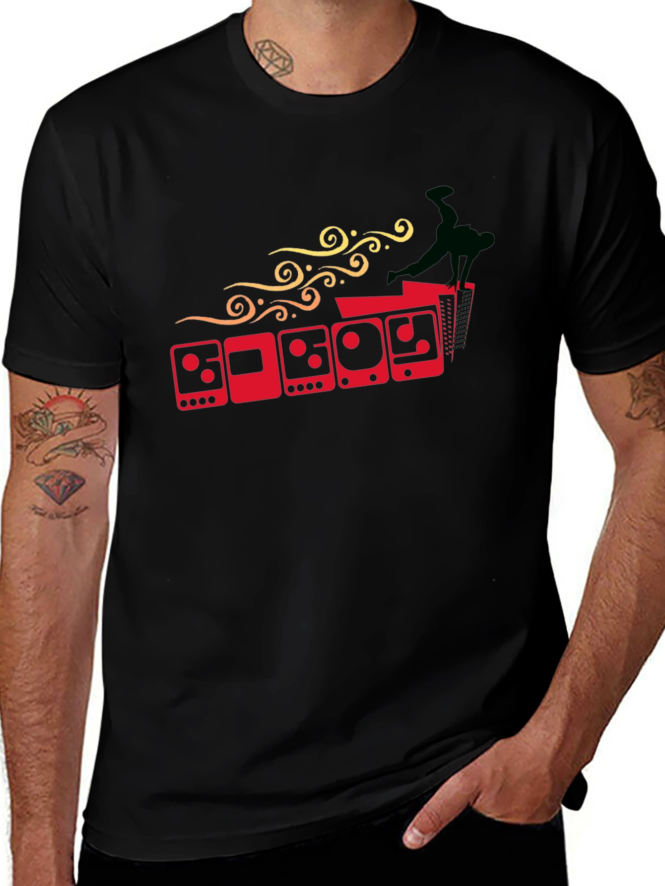 Variant 15 of Retro Boombox Graphic Tee - Black