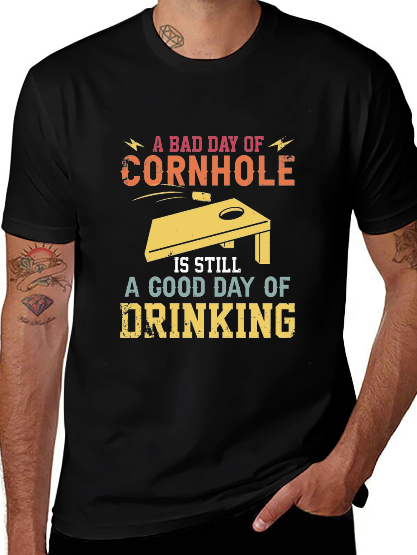 Cornhole and Drinking T-Shirt - A Good Day